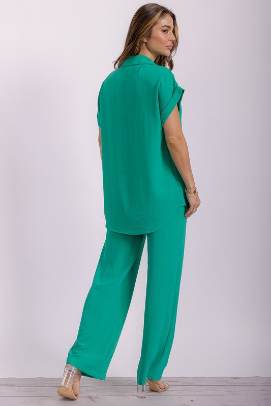 HH776X-S1 PLUS SIZE Two Pieces Shirt and Pants Set