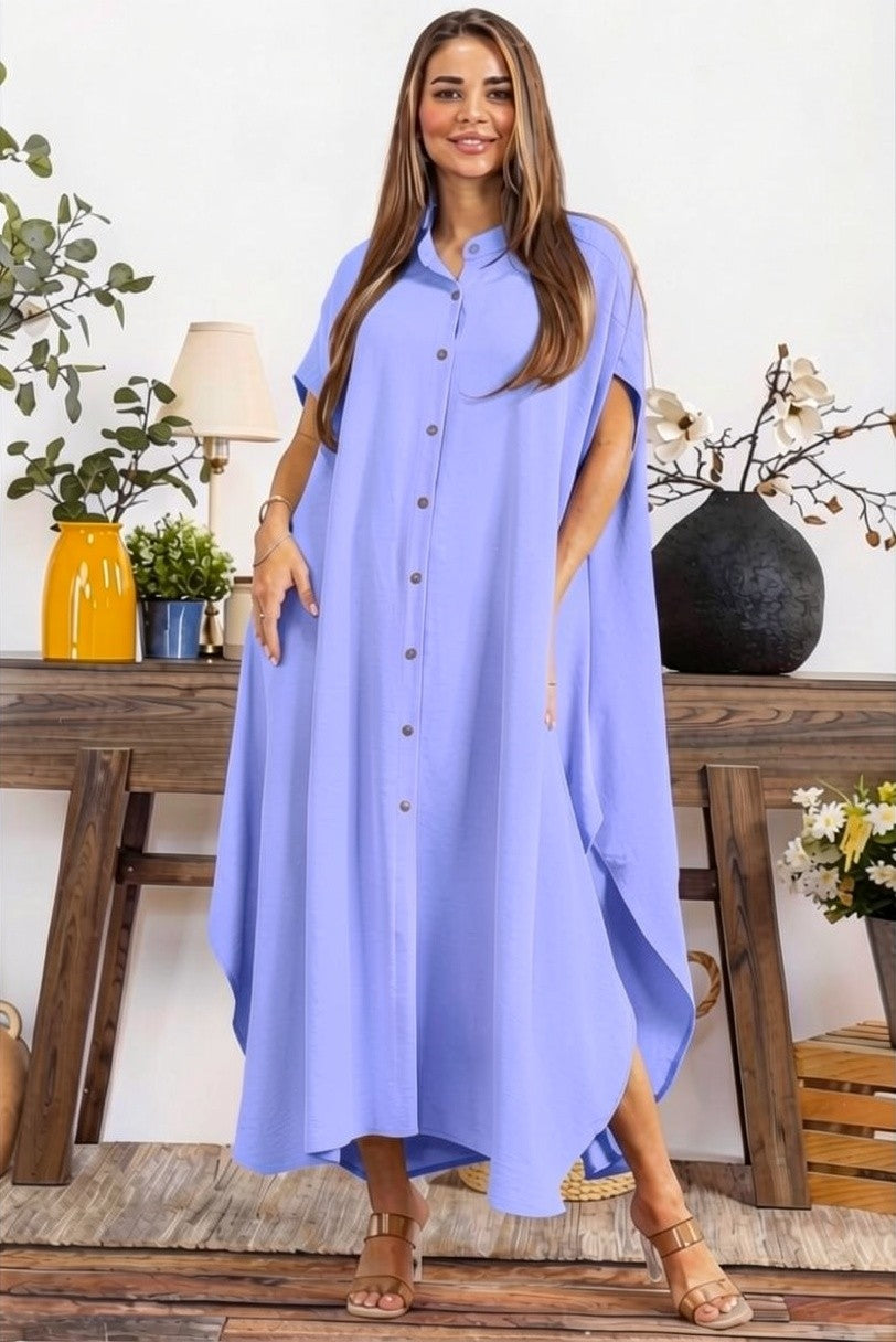HH763R-S - OVERSIZED BUTTON DOWN DRESS
