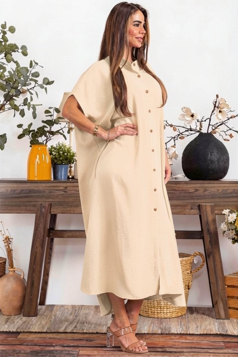 HH763P-S - PLUS SIZE OVERSIZED BUTTON DOWN DRESS