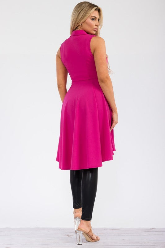 HH757R-S2 Sleeveless Hi-lo Cardigan