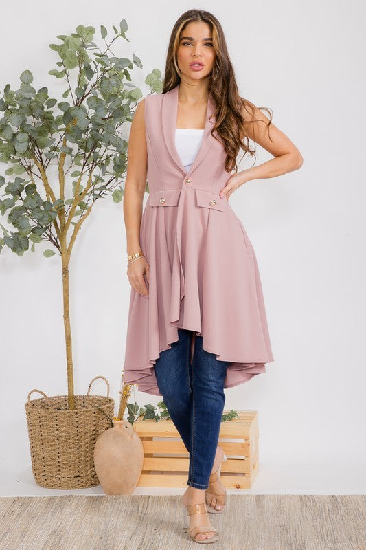 HH757X-S2 Plus Size Sleeveless Hi-lo Cardigan