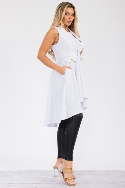 HH757X-S2 Plus Size Sleeveless Hi-lo Cardigan