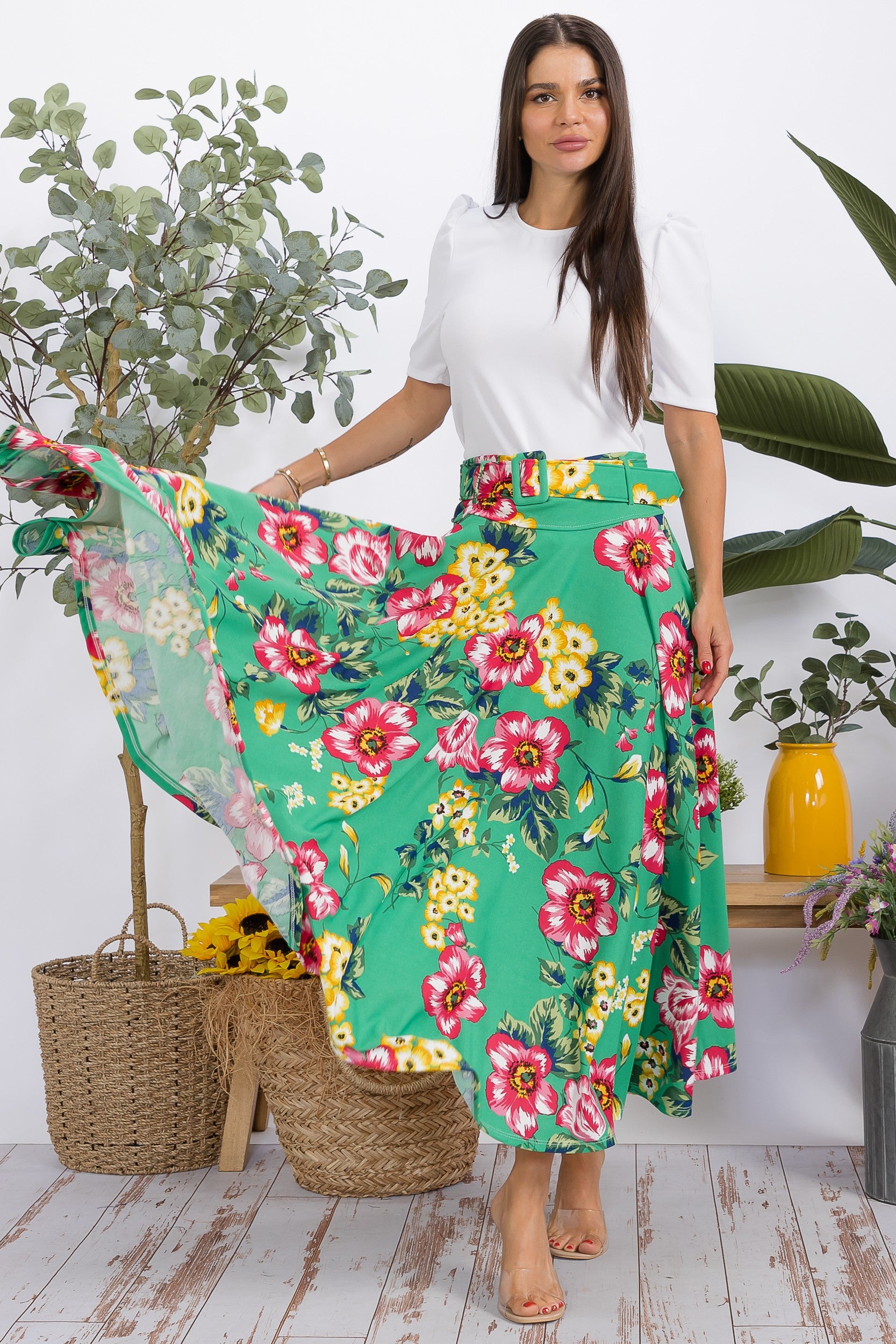 HH780X-S1 Plus Size Structured Puff Sleeve Fitted Top