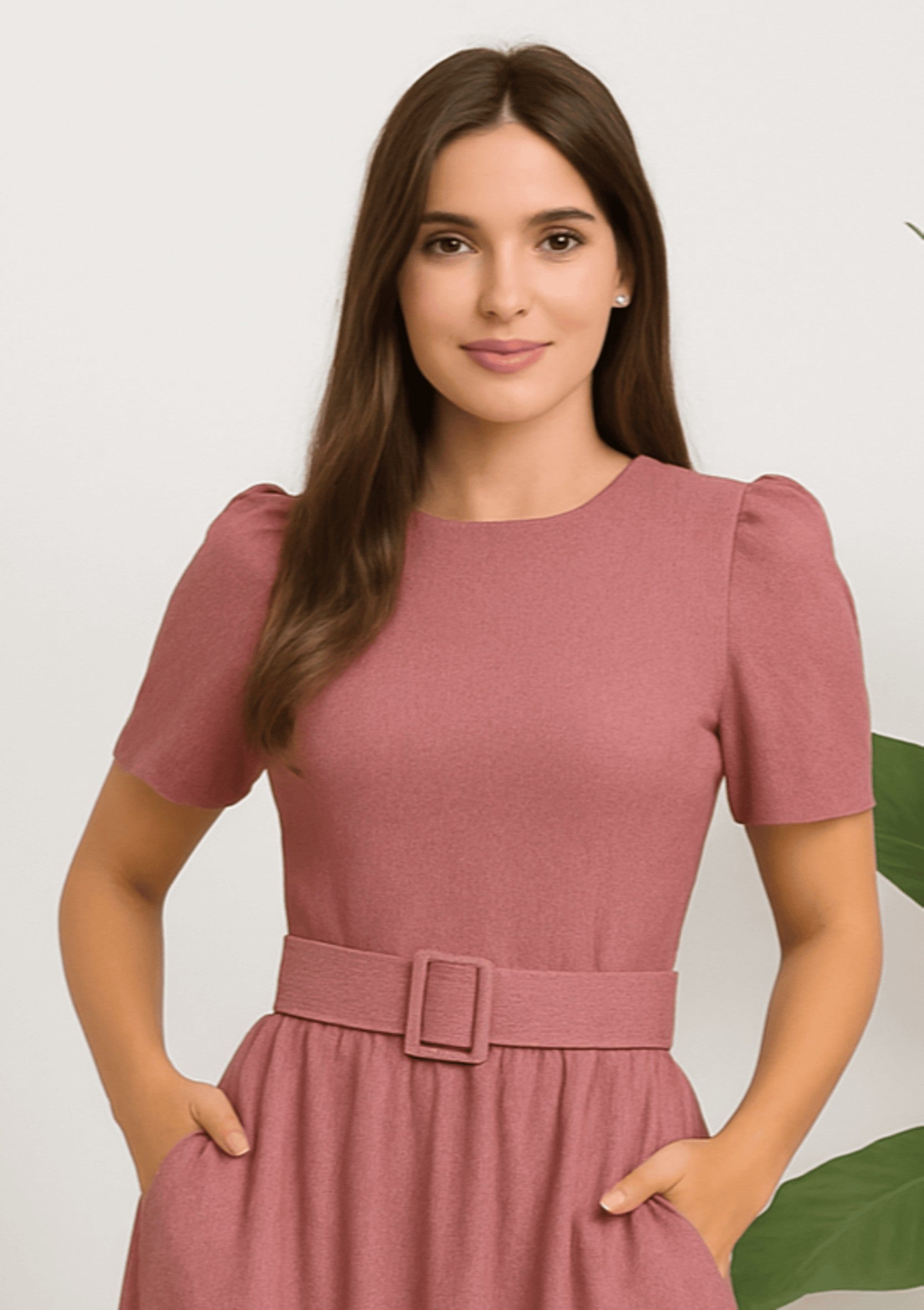 HH780X-S1 Plus Size Structured Puff Sleeve Fitted Top