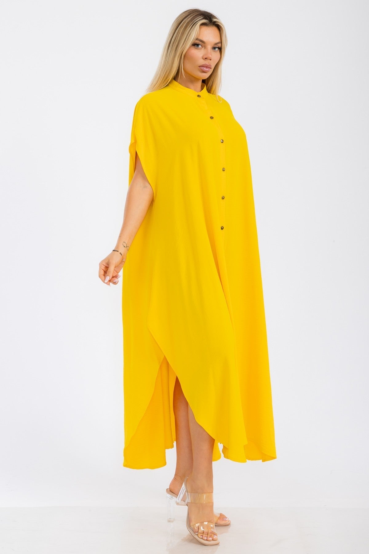 HH763R-S - OVERSIZED BUTTON DOWN DRESS