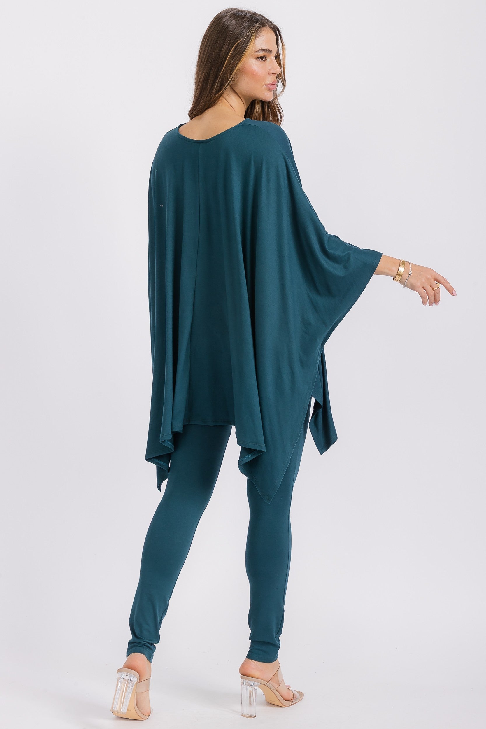 HH637X-S3 Plus Size Oversized Batwing Top & Legging Set