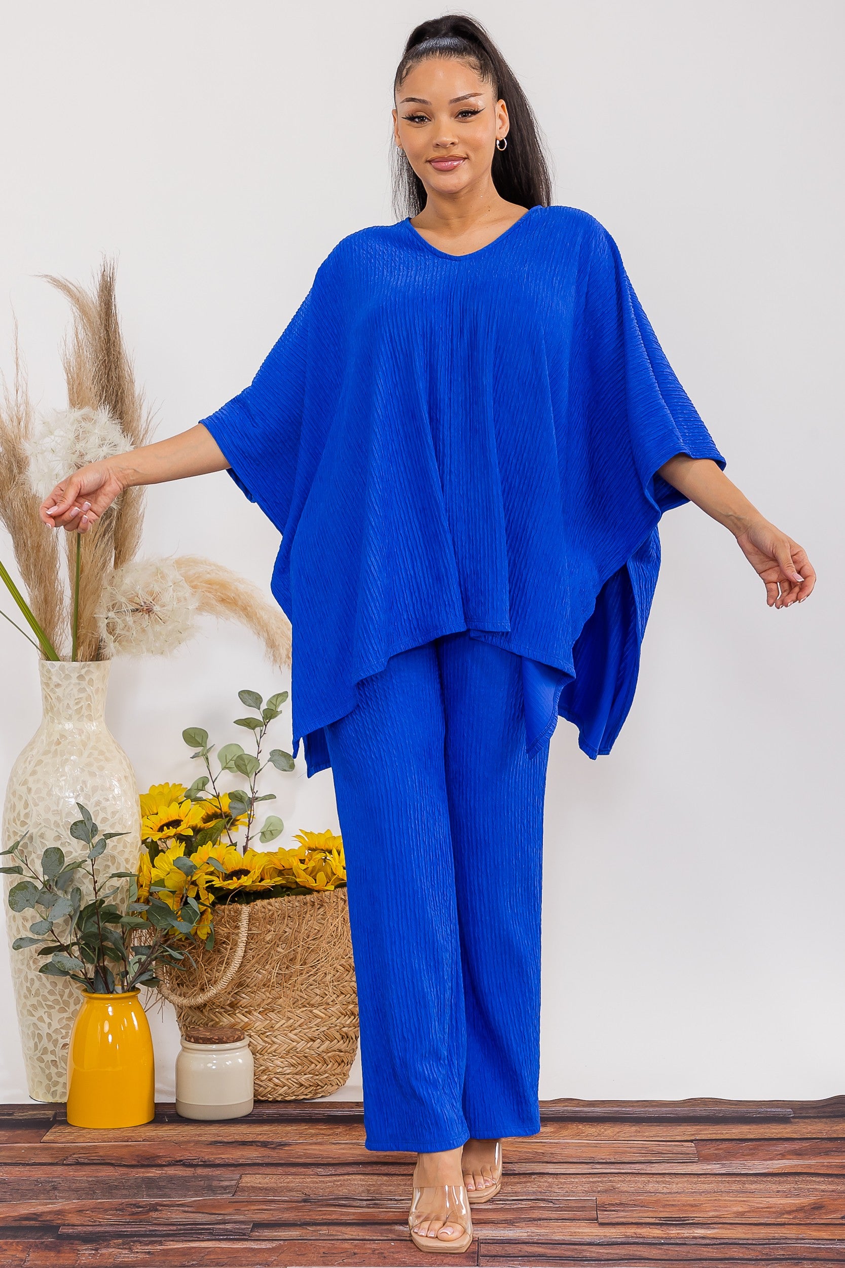 S25652-R Crinkle Flow Two-Piece Set