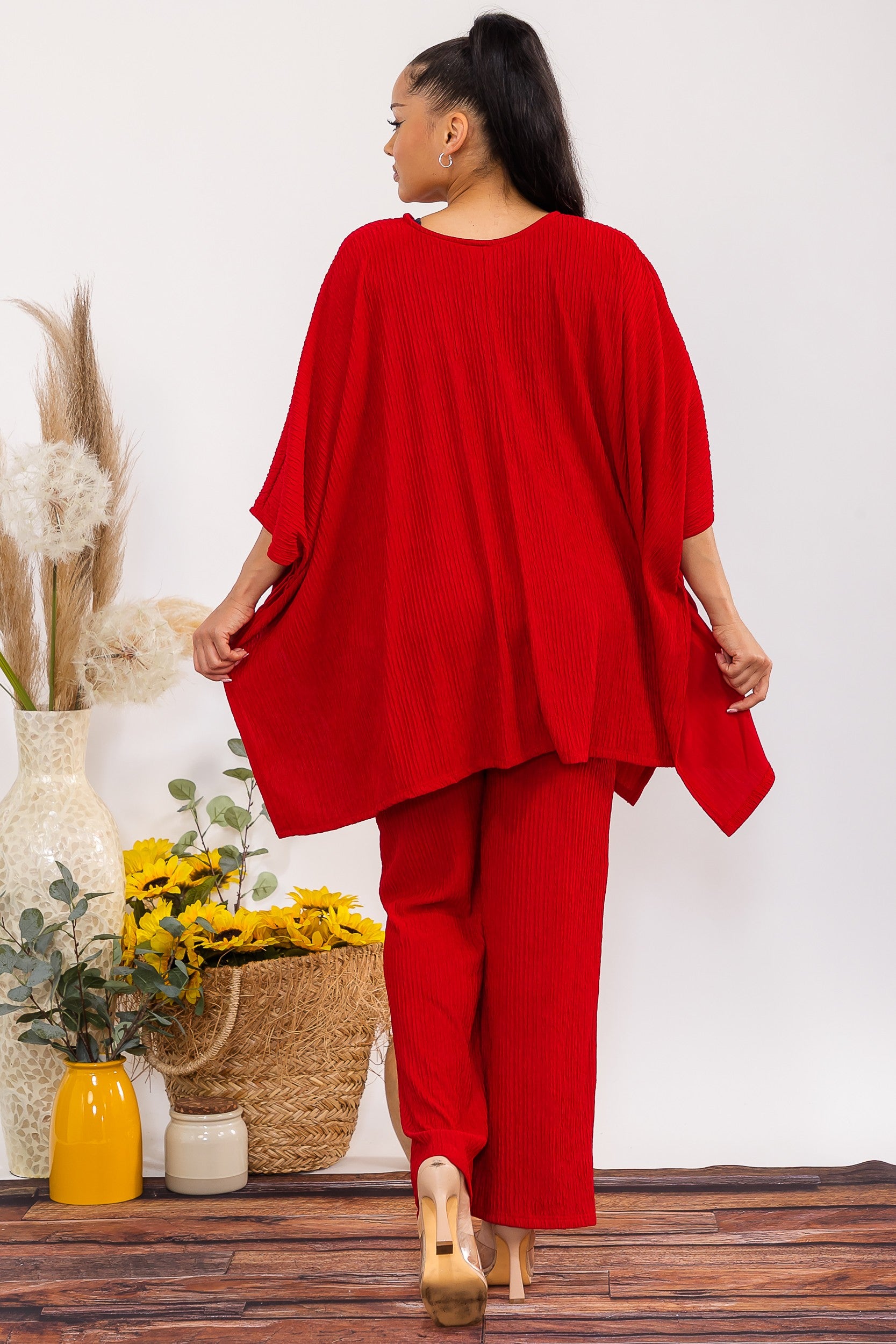 S25652-R Crinkle Flow Two-Piece Set