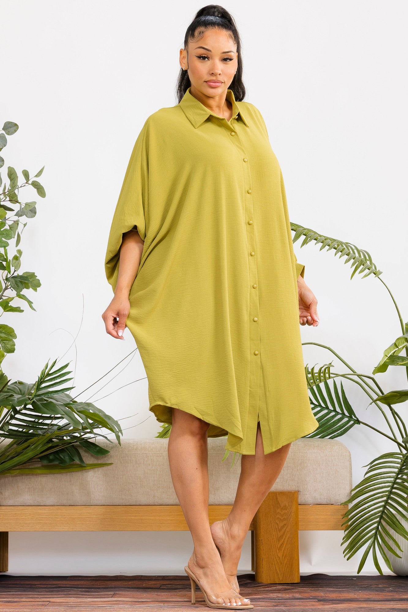 RHD127-X - Plus Size Oversized Hilow Dress