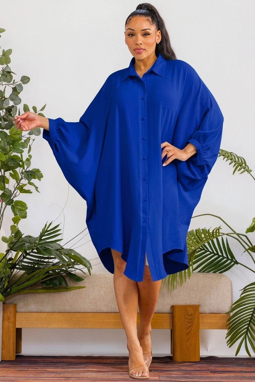 RHD127-X - Plus Size Oversized Hilow Dress