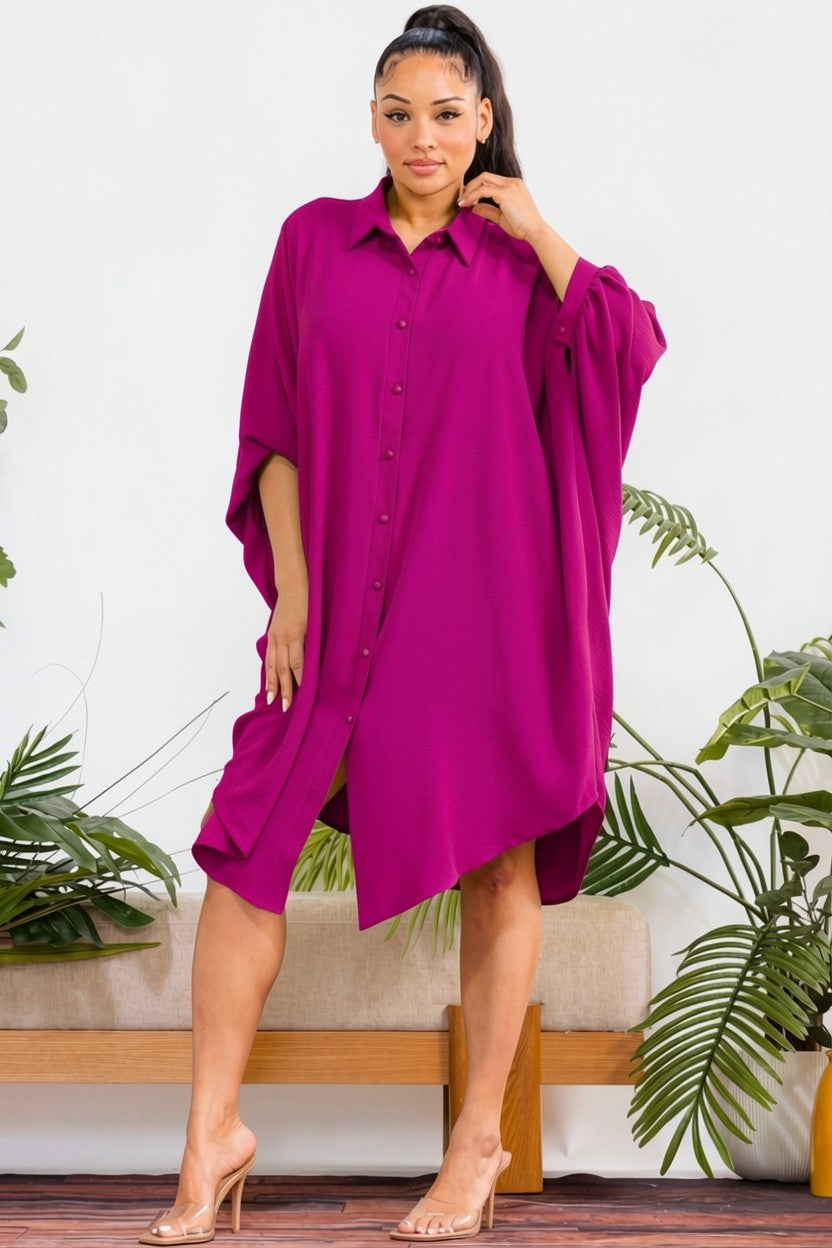 RHD127-X - Plus Size Oversized Hilow Dress