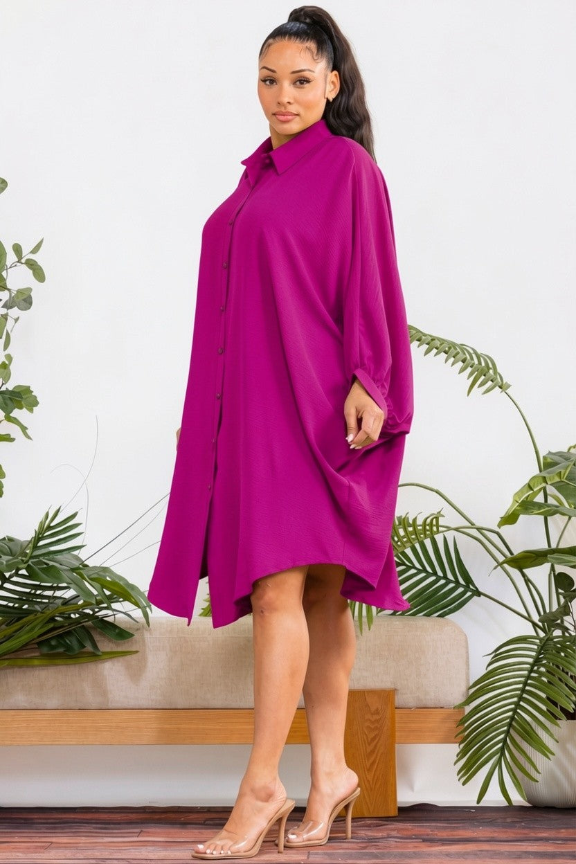 RHD127-X - Plus Size Oversized Hilow Dress