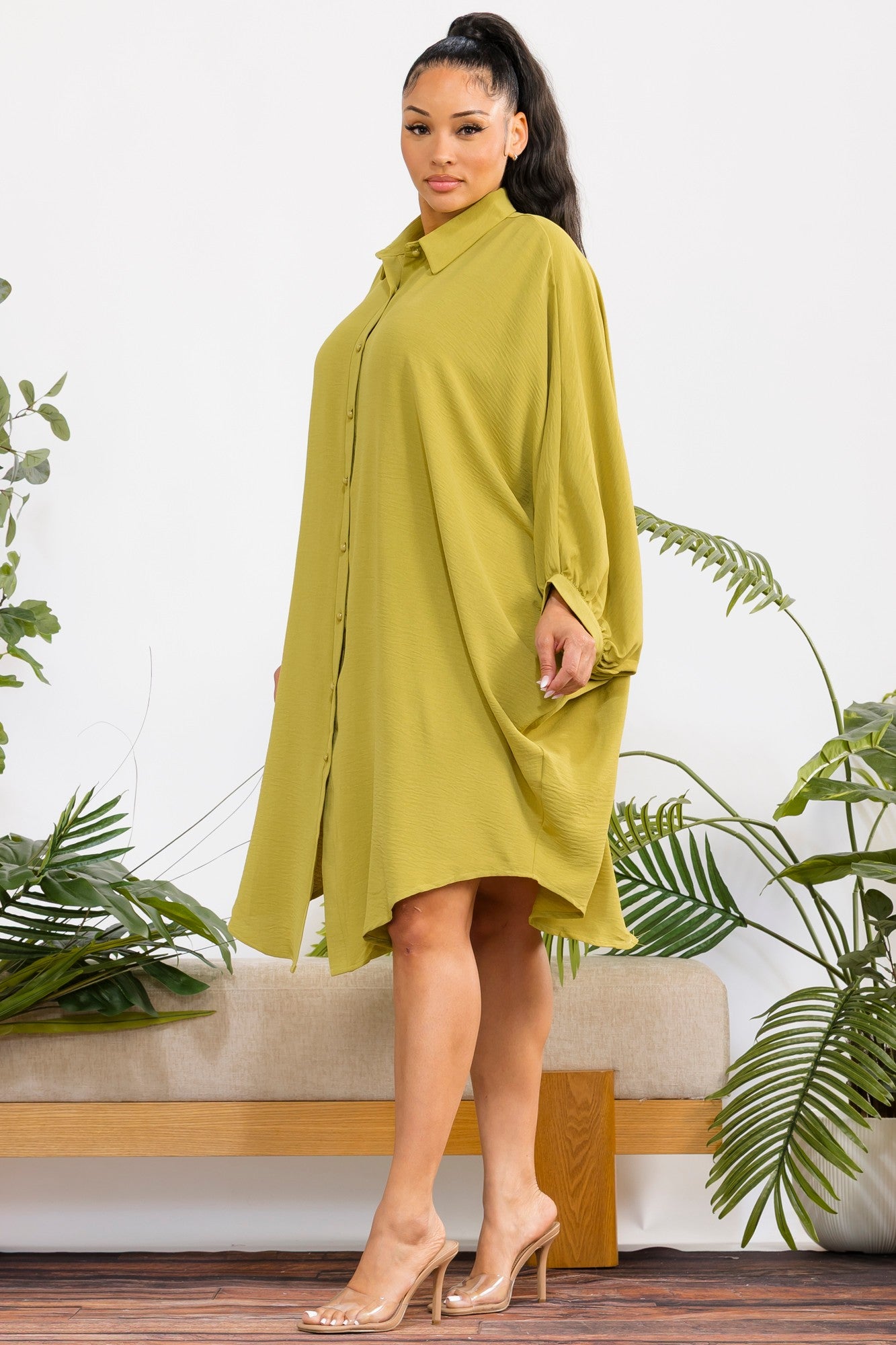 RHD127-X - Plus Size Oversized Hilow Dress