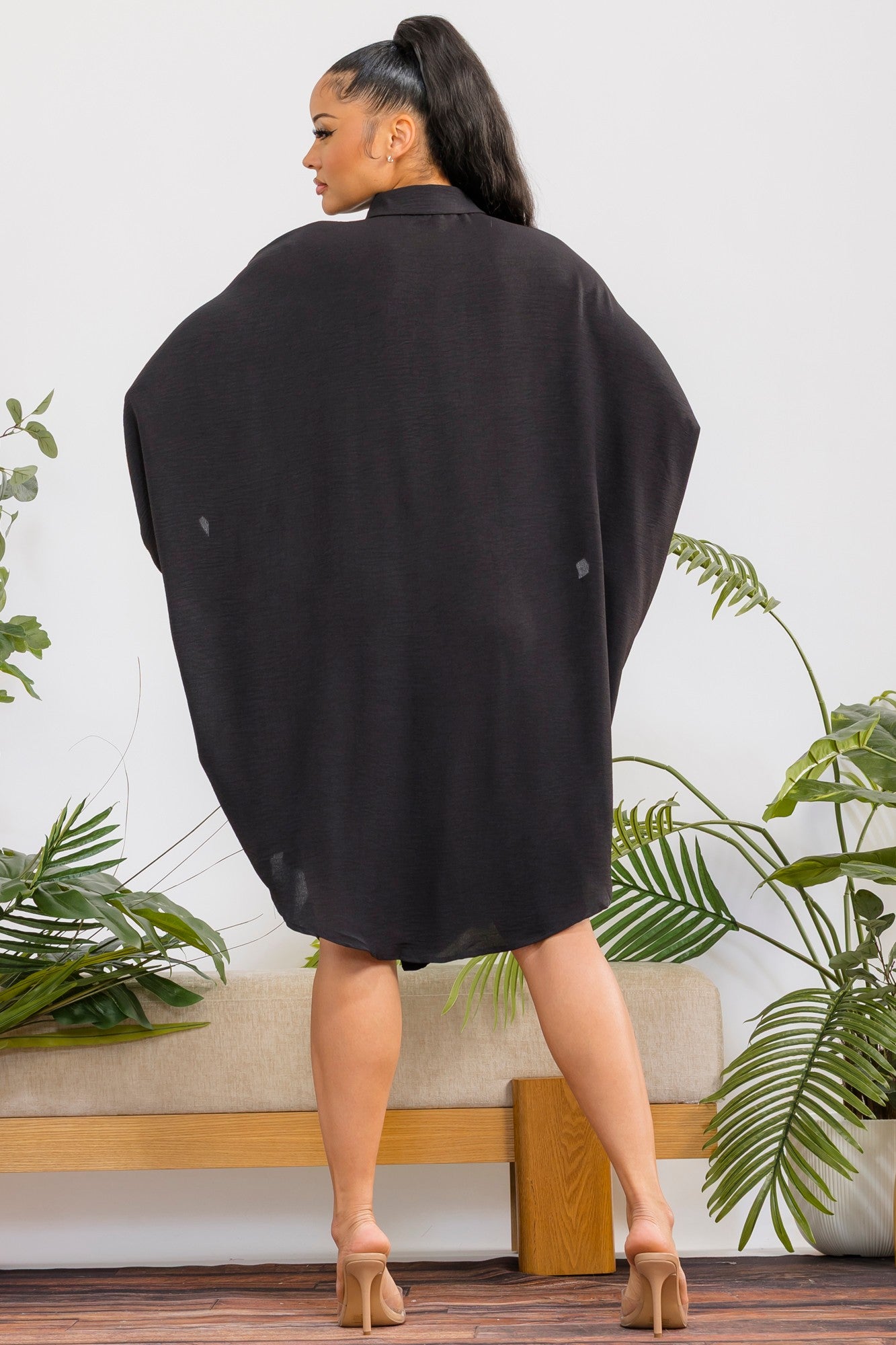 RHD127-X - Plus Size Oversized Hilow Dress