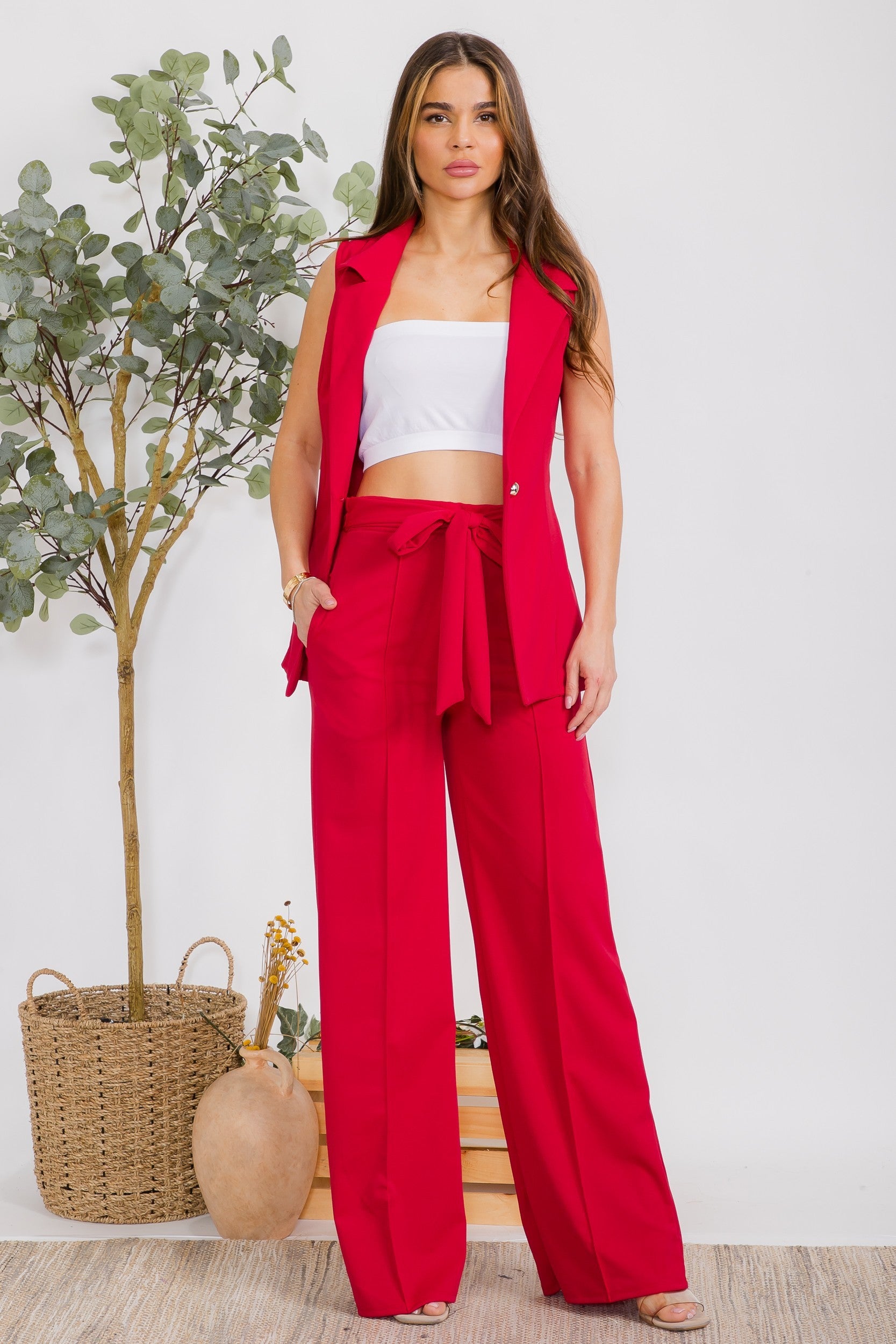 S25671-X - PLUS SIZE 2 PC VEST AND PANT SET