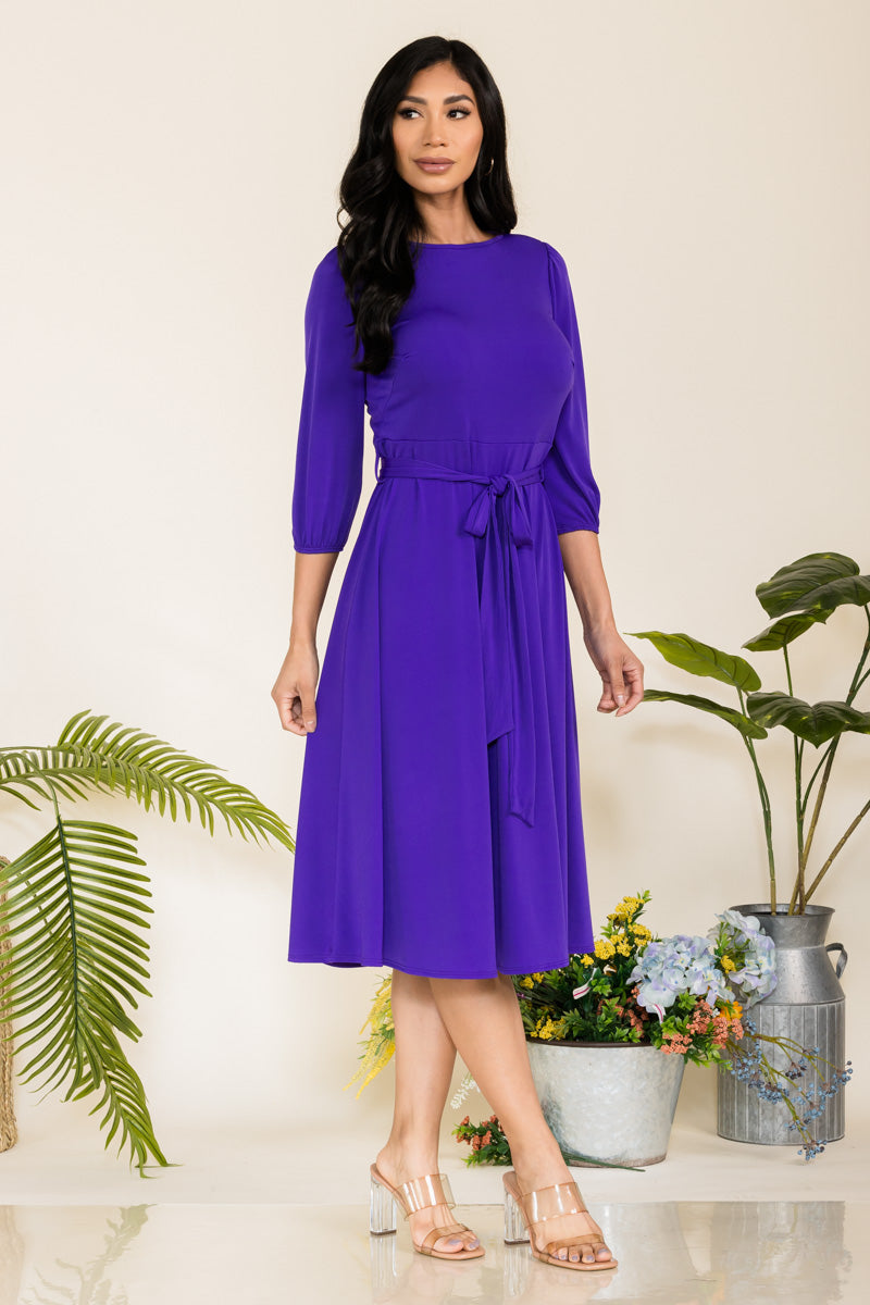 HH583X-S - SELF TIE MIDI DRESS