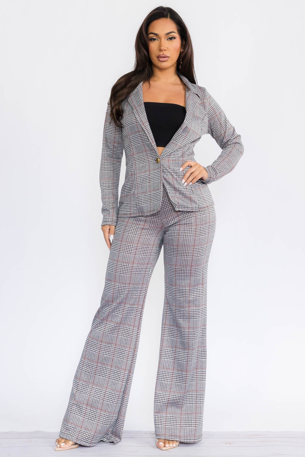 HH741R-P - 2PC SOLID PANT AND BLAZER SET