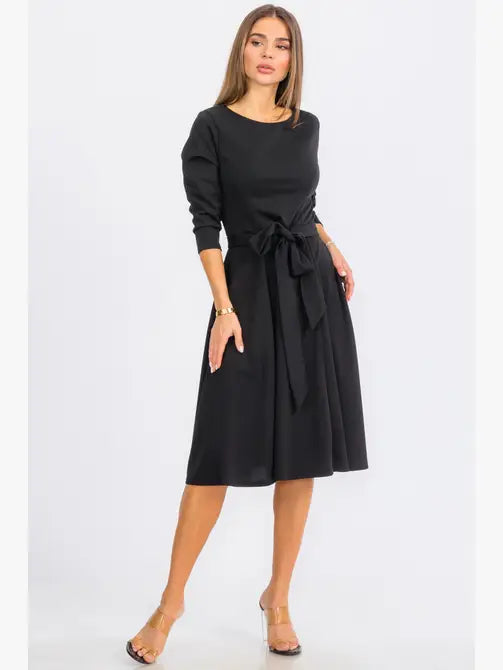 HH726C-R-S - TIE-WAIST LONG-SLEEVE DRESS Regular Size