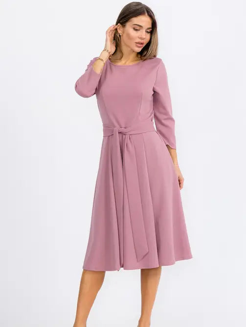 HH726C-R-S - TIE-WAIST LONG-SLEEVE DRESS Regular Size