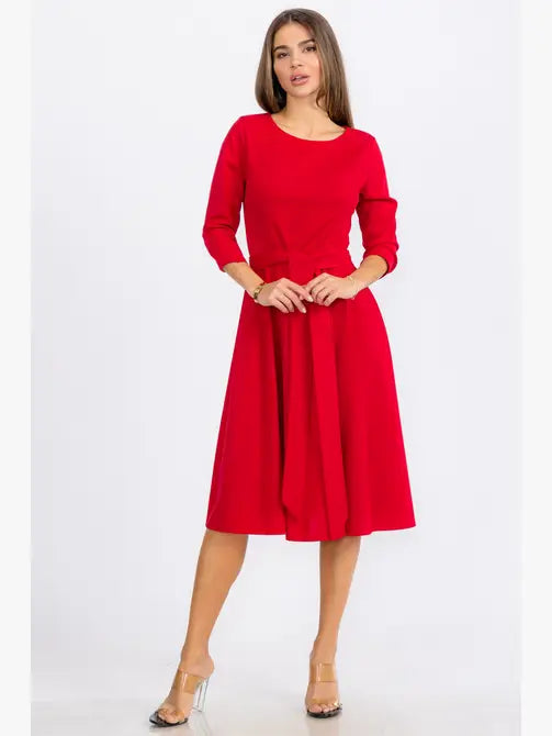 HH726C-R-S - TIE-WAIST LONG-SLEEVE DRESS Regular Size