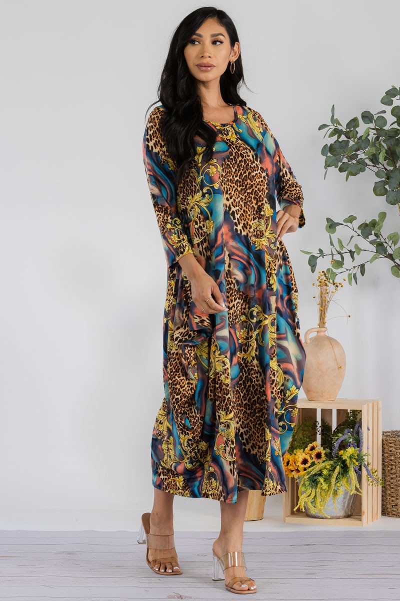 SAN151X1-MULTI PLUS SIZE HAREM MIDI DRESS