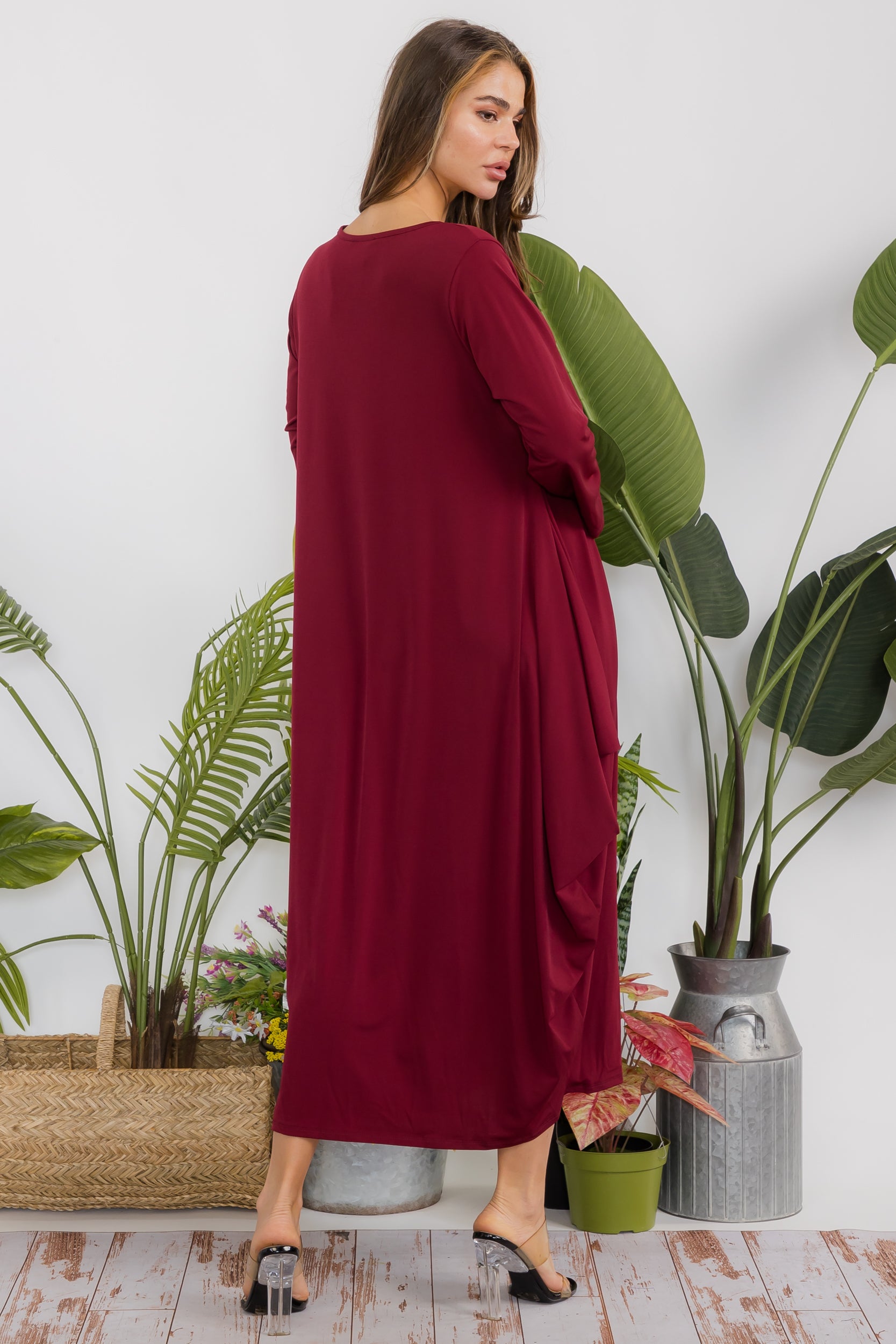 SAN151CX-S Harem Midi Dress Long Sleeve