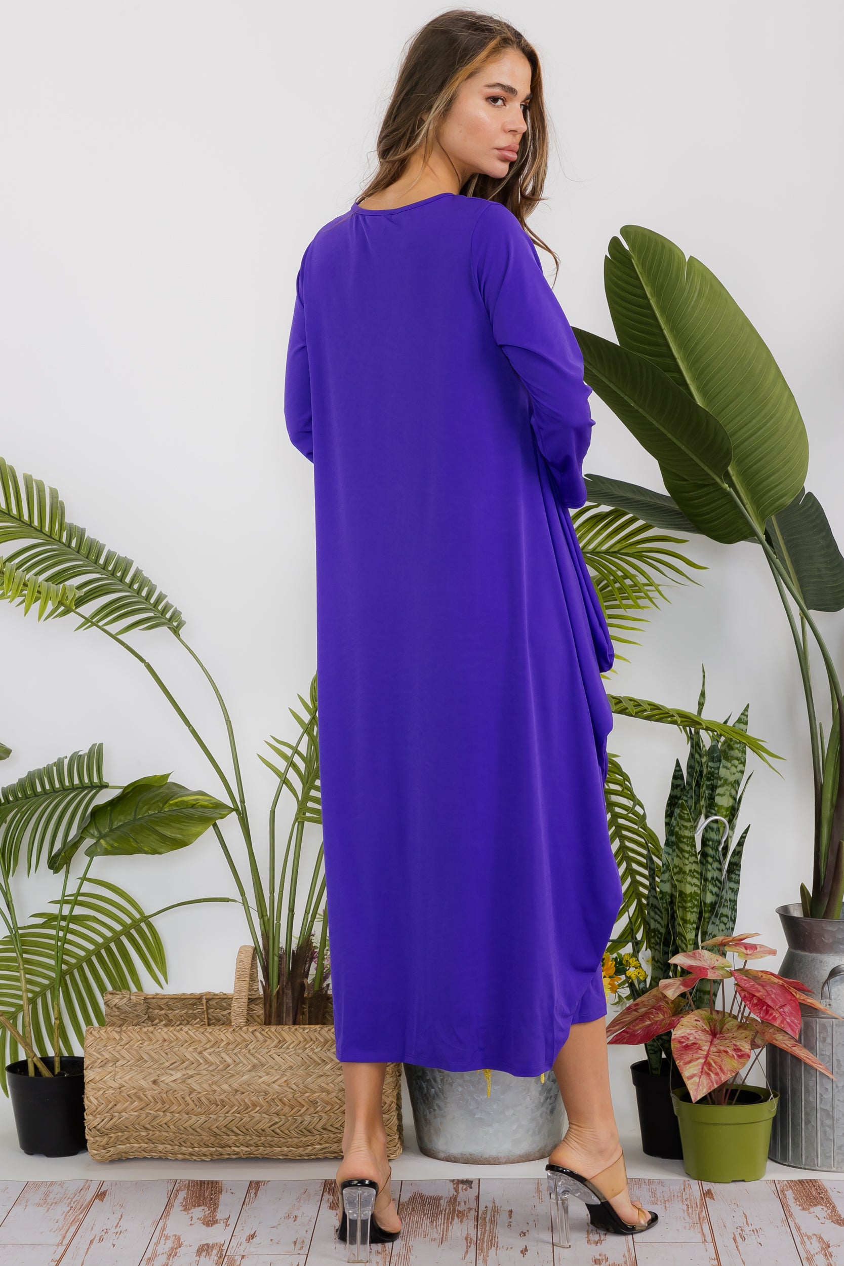 SAN151CX-S Harem Midi Dress Long Sleeve