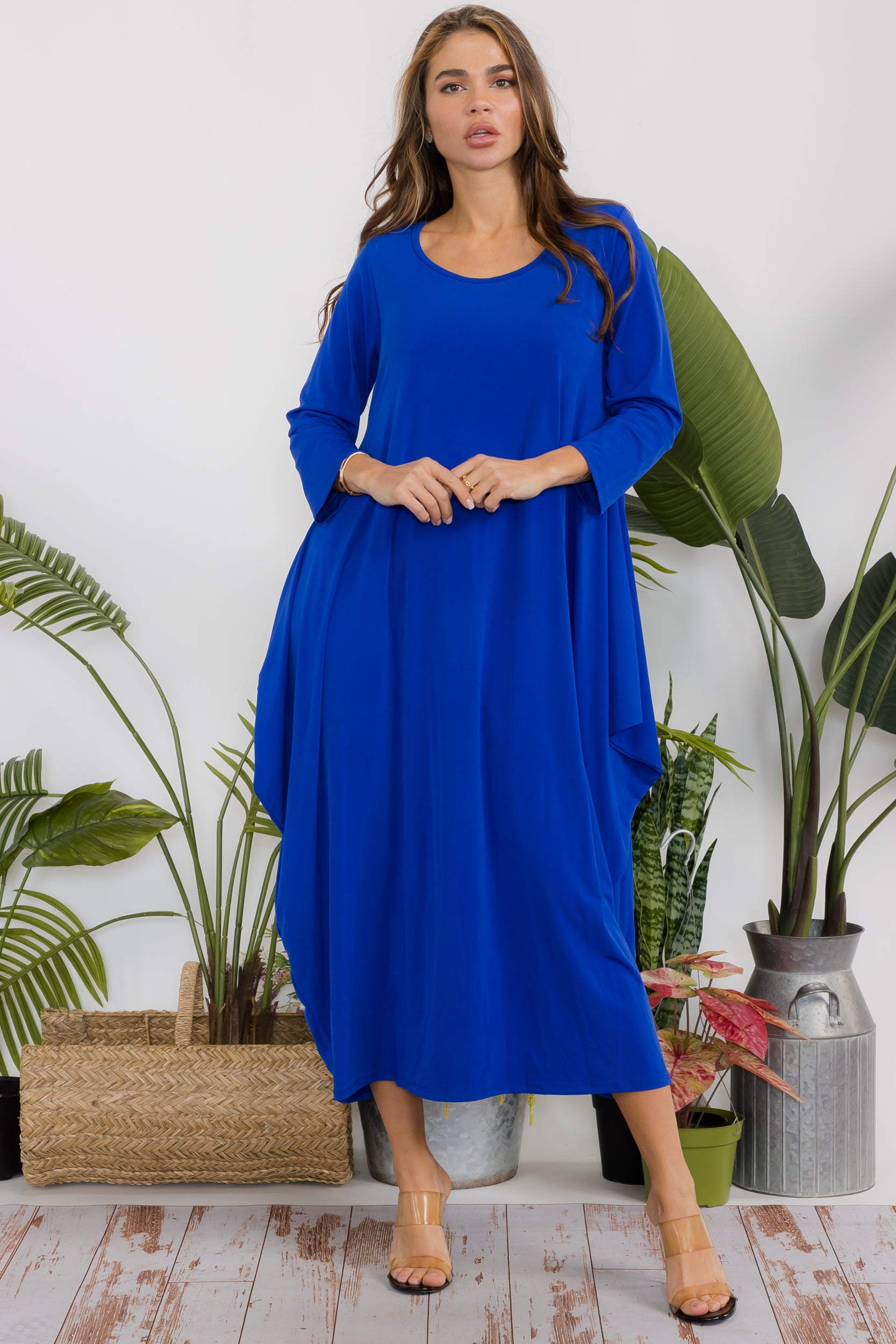 SAN151CX-S Harem Midi Dress Long Sleeve