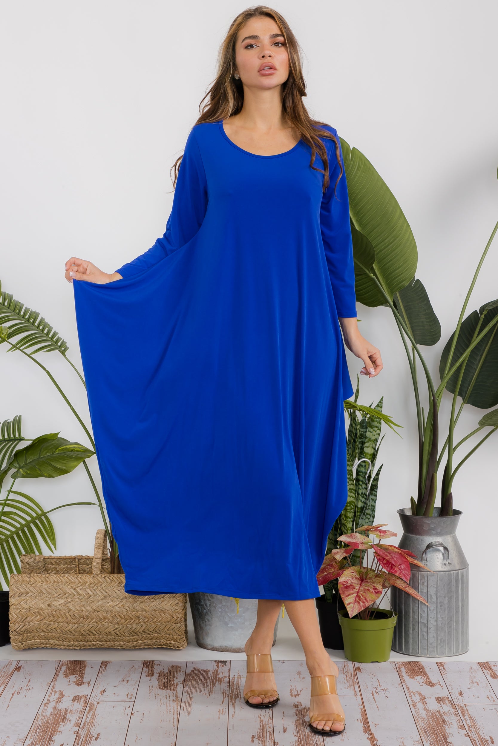 SAN151CX-S Harem Midi Dress Long Sleeve