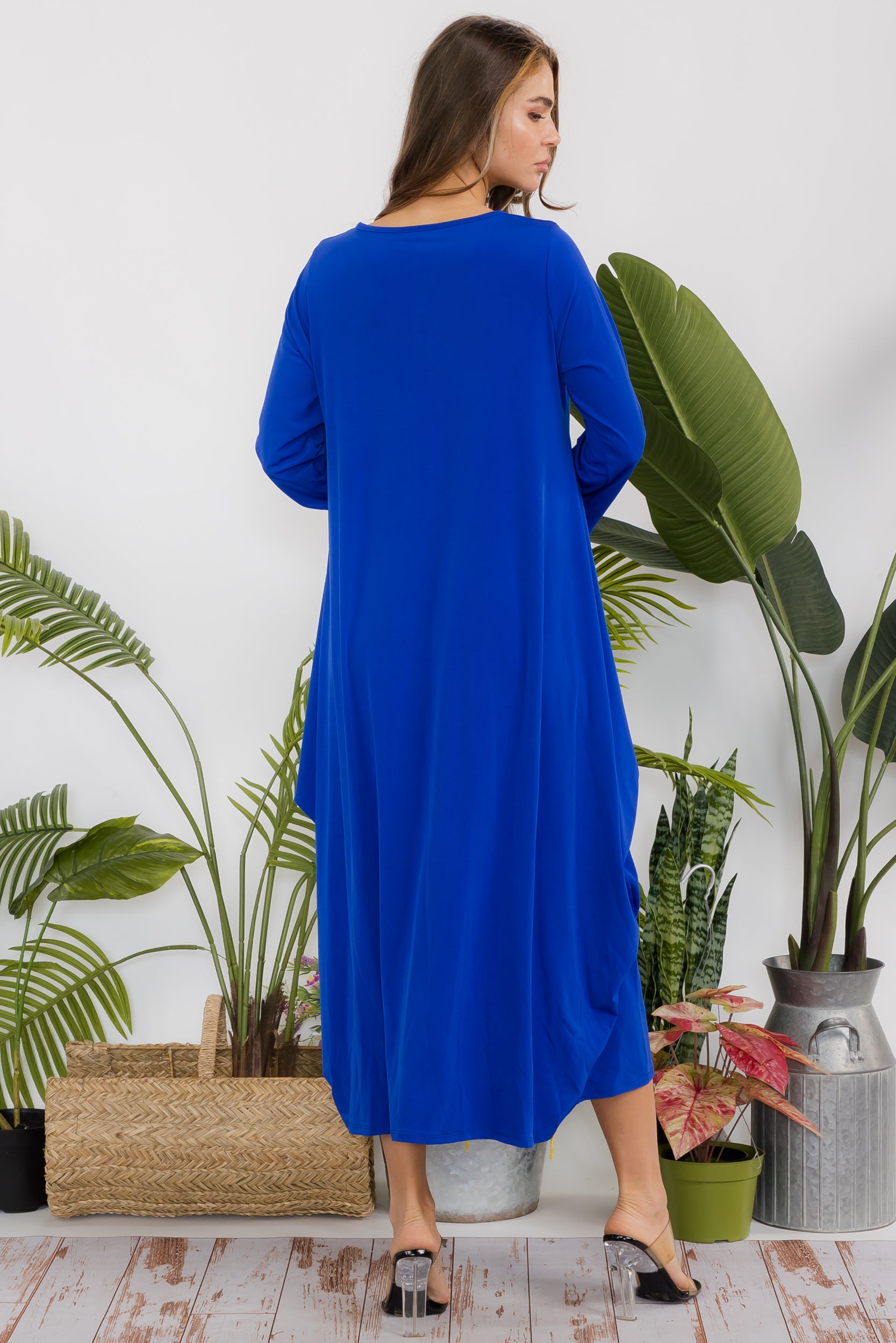 SAN151CX-S Harem Midi Dress Long Sleeve