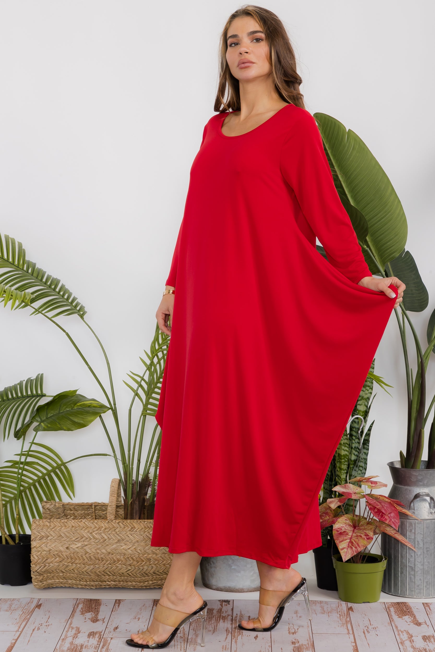 SAN151CX-S Harem Midi Dress Long Sleeve