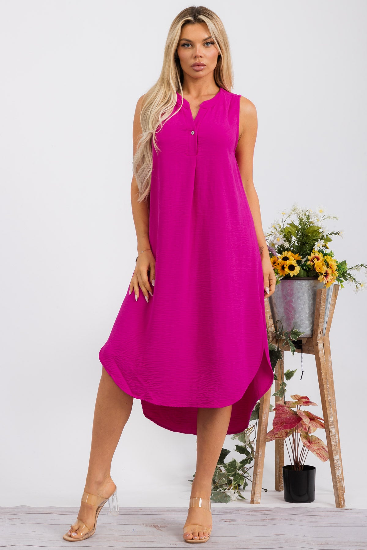 HH766R-S - SLEEVELESS MIDI DRESS