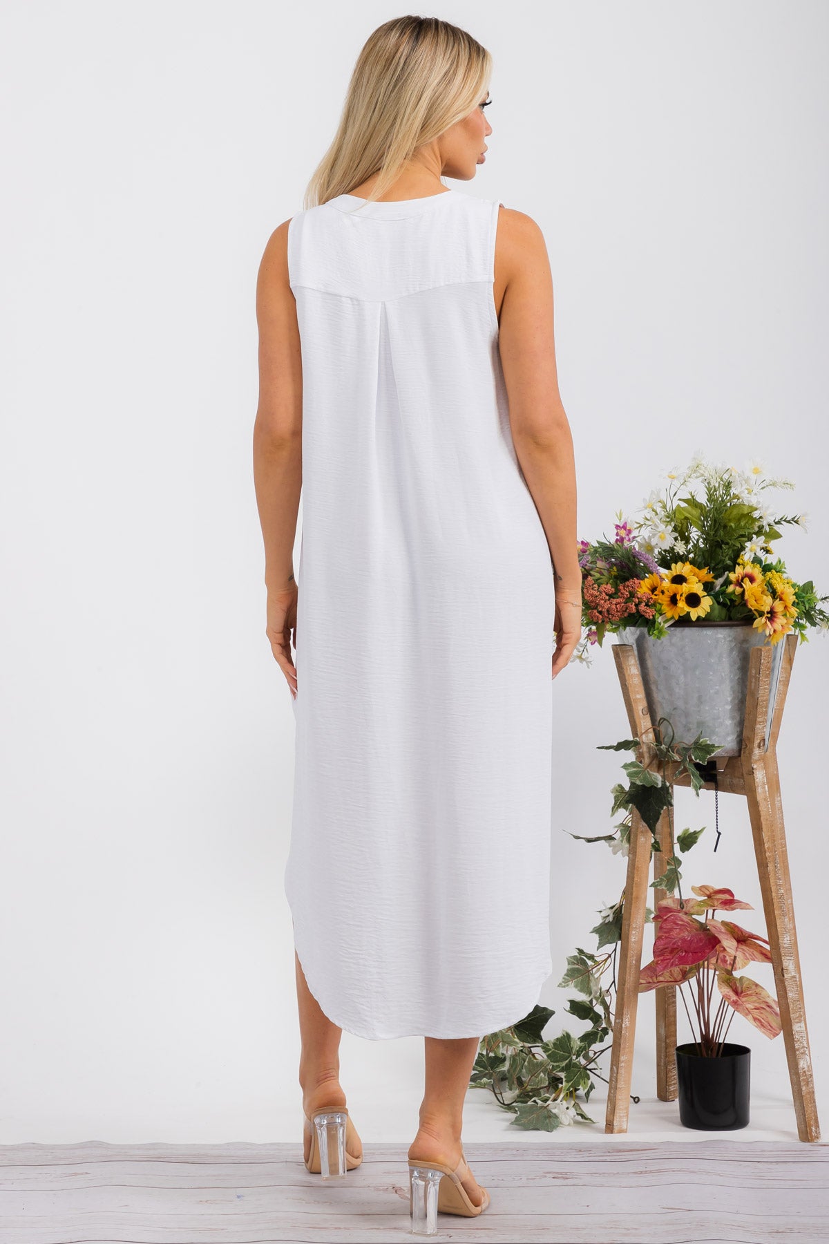 HH766R-S - SLEEVELESS MIDI DRESS