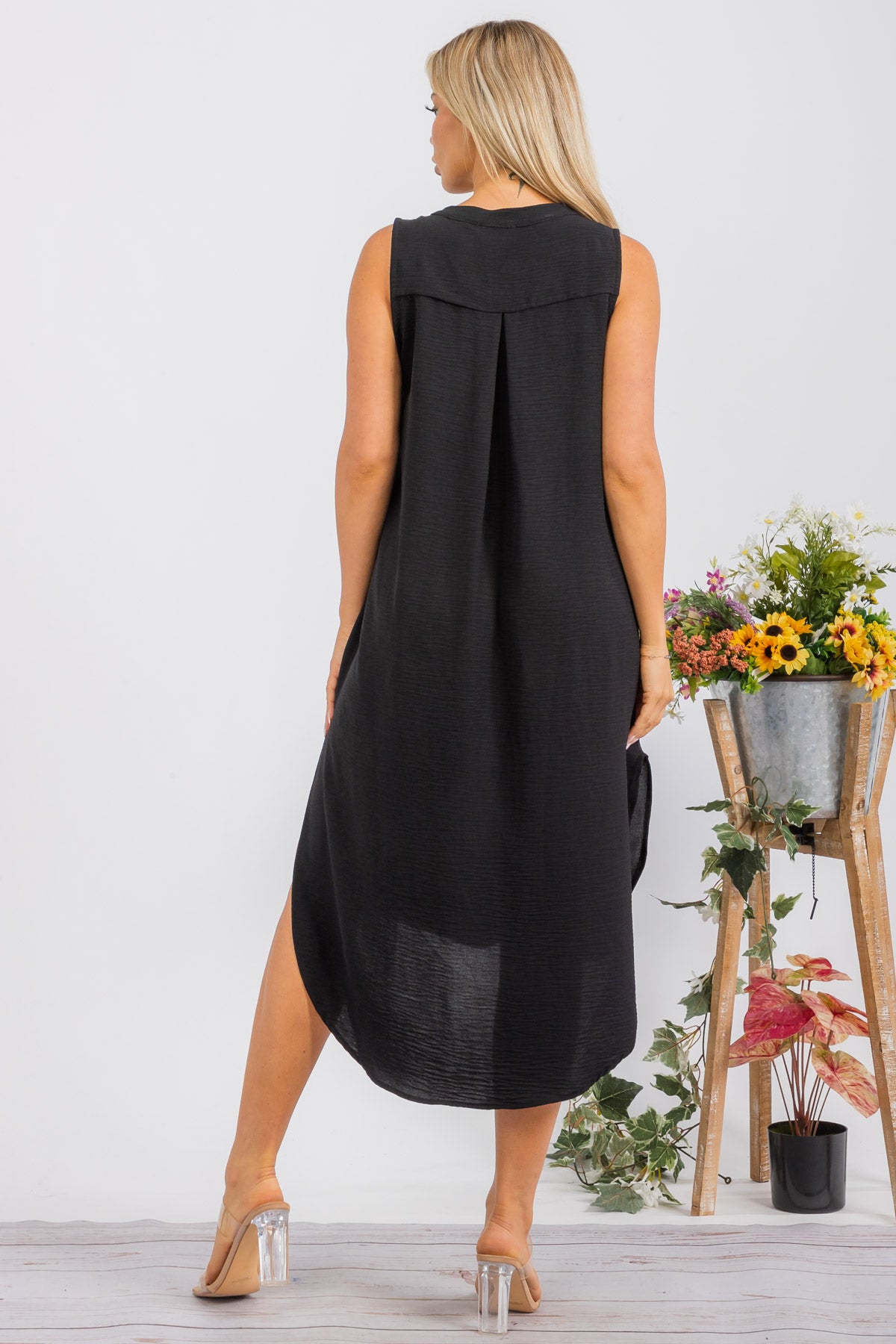 HH766R-S - SLEEVELESS MIDI DRESS