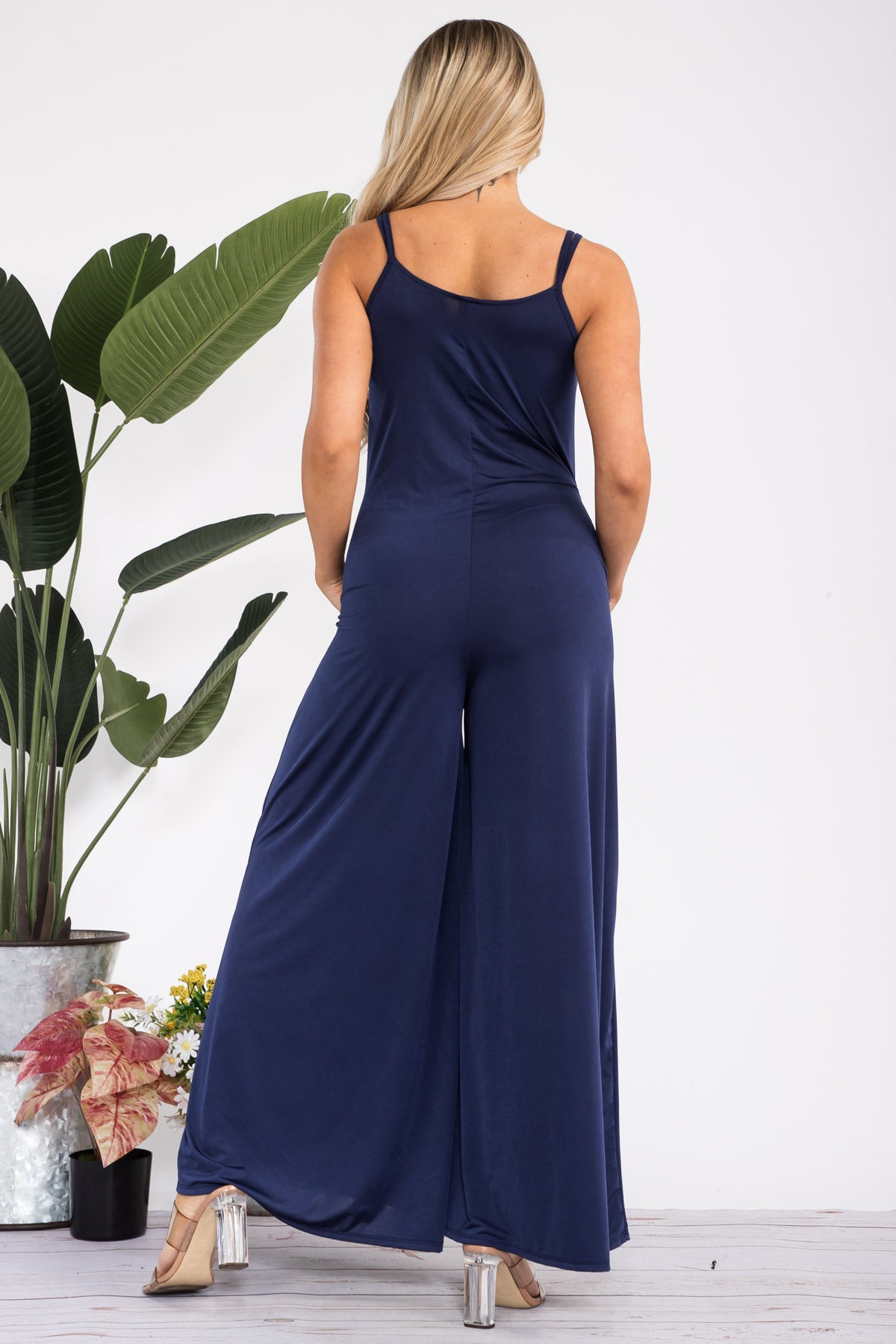 HH697R-S - SPAGHETTI STRAP WIDE LEG JUMPSUIT