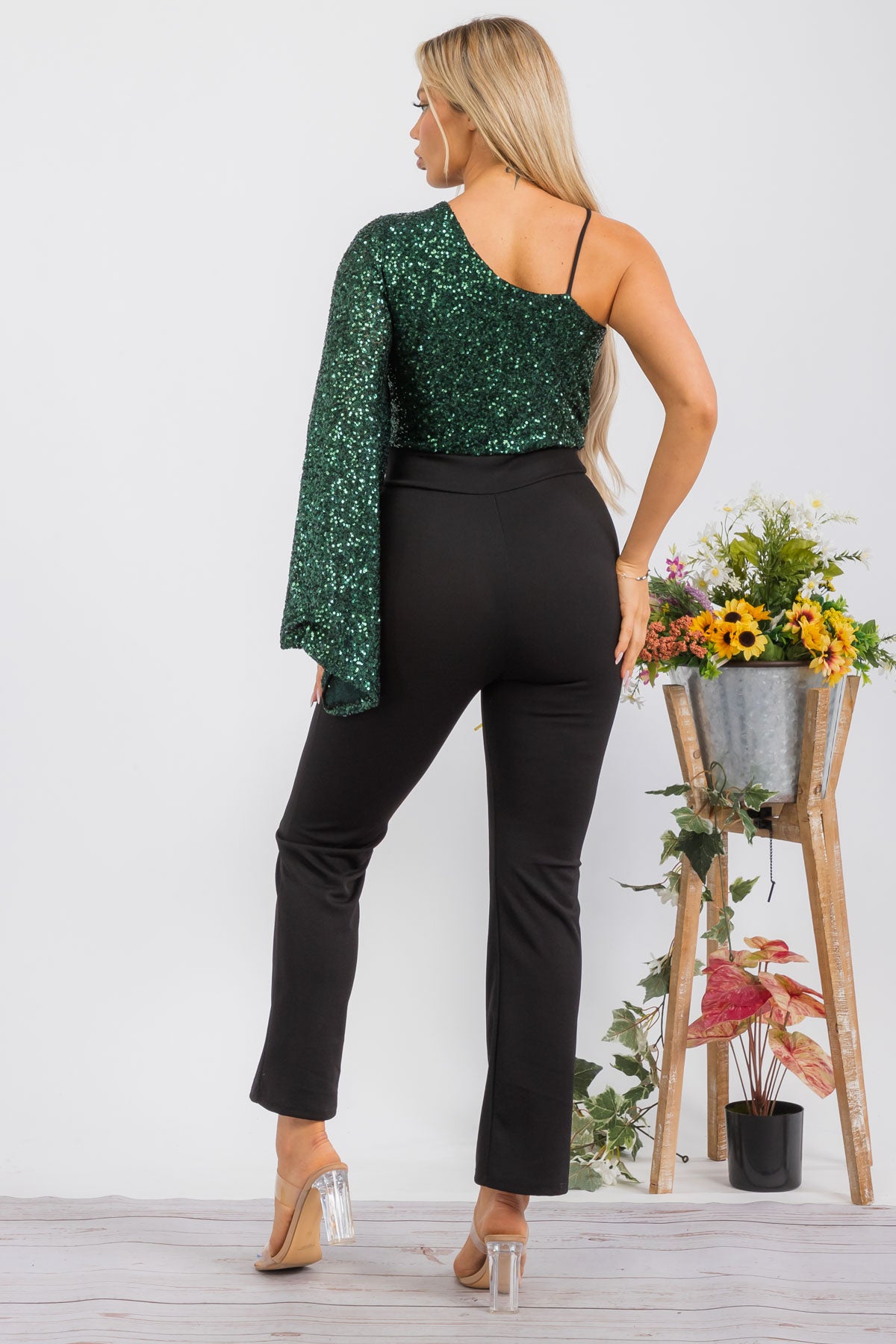 HH742R-SEQUIN - SEQUIN TOP JUMPSUIT