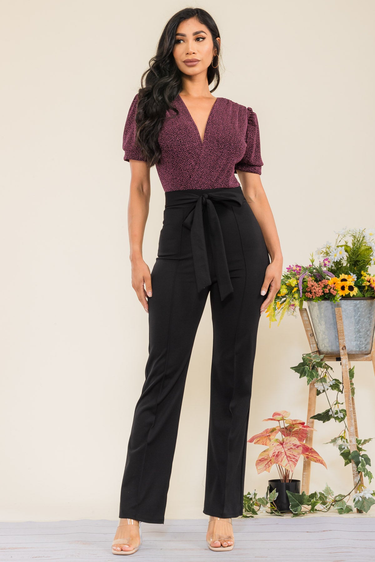 HH739R-S - Sequin Top Jumpsuit