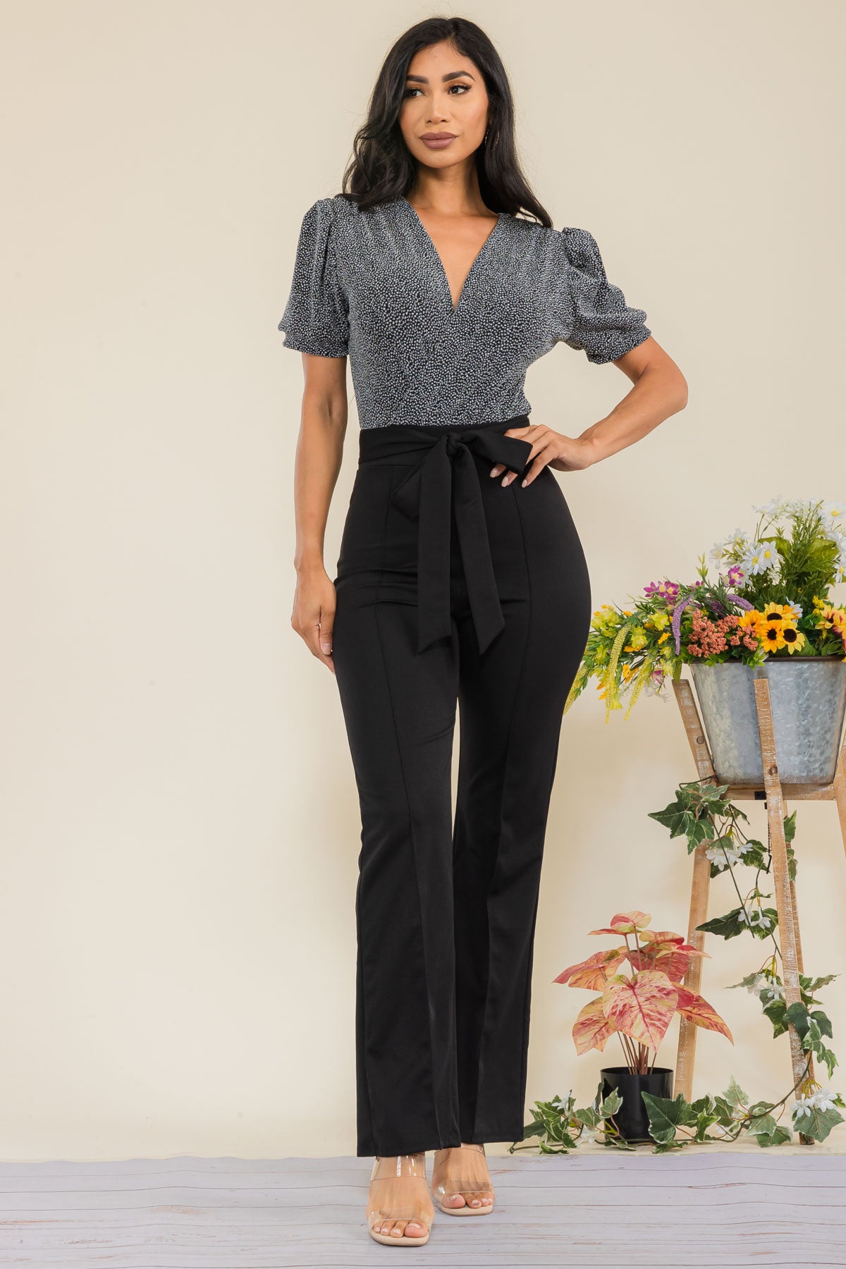 HH739X-S - Sequin Top Jumpsuit