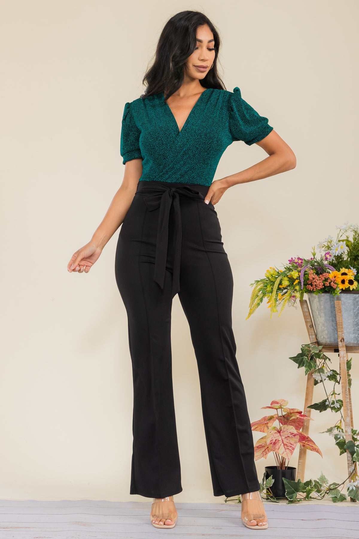 HH739X-S - Sequin Top Jumpsuit