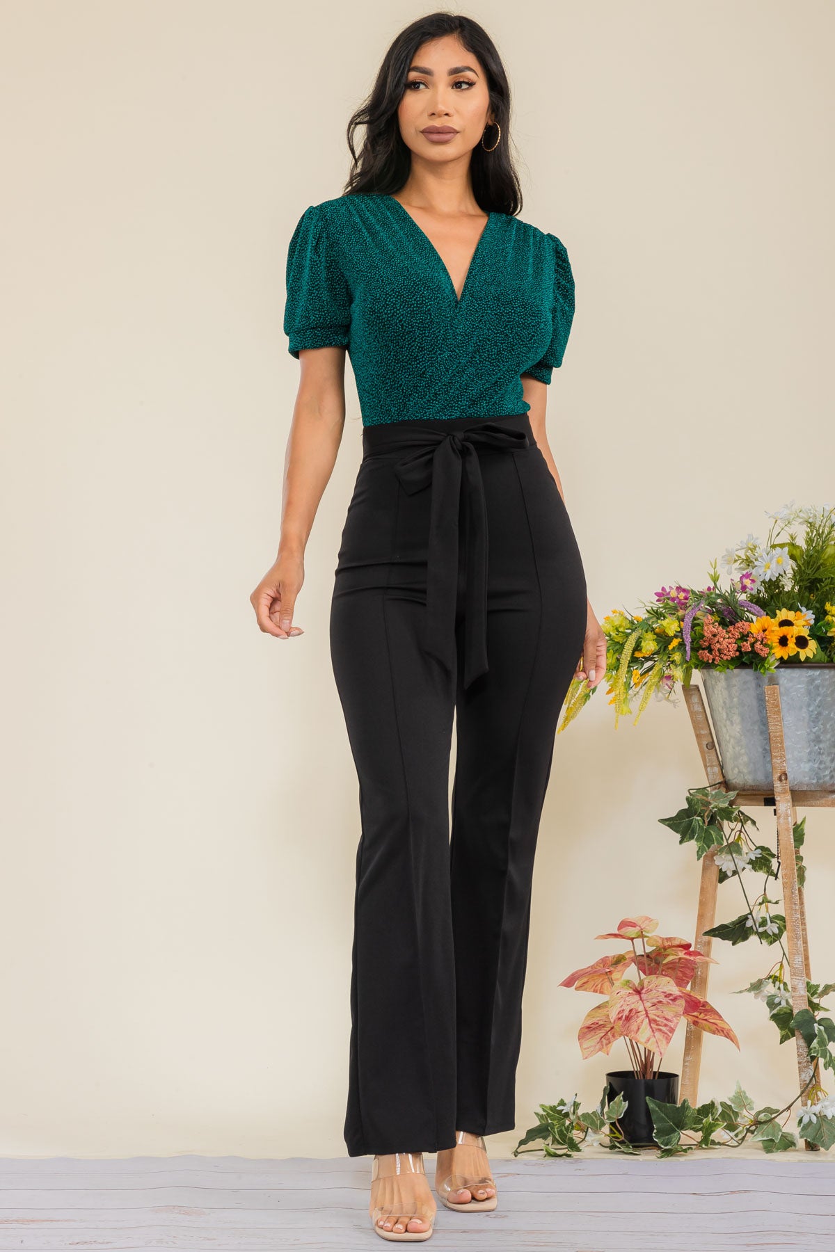 HH739R-S - Sequin Top Jumpsuit