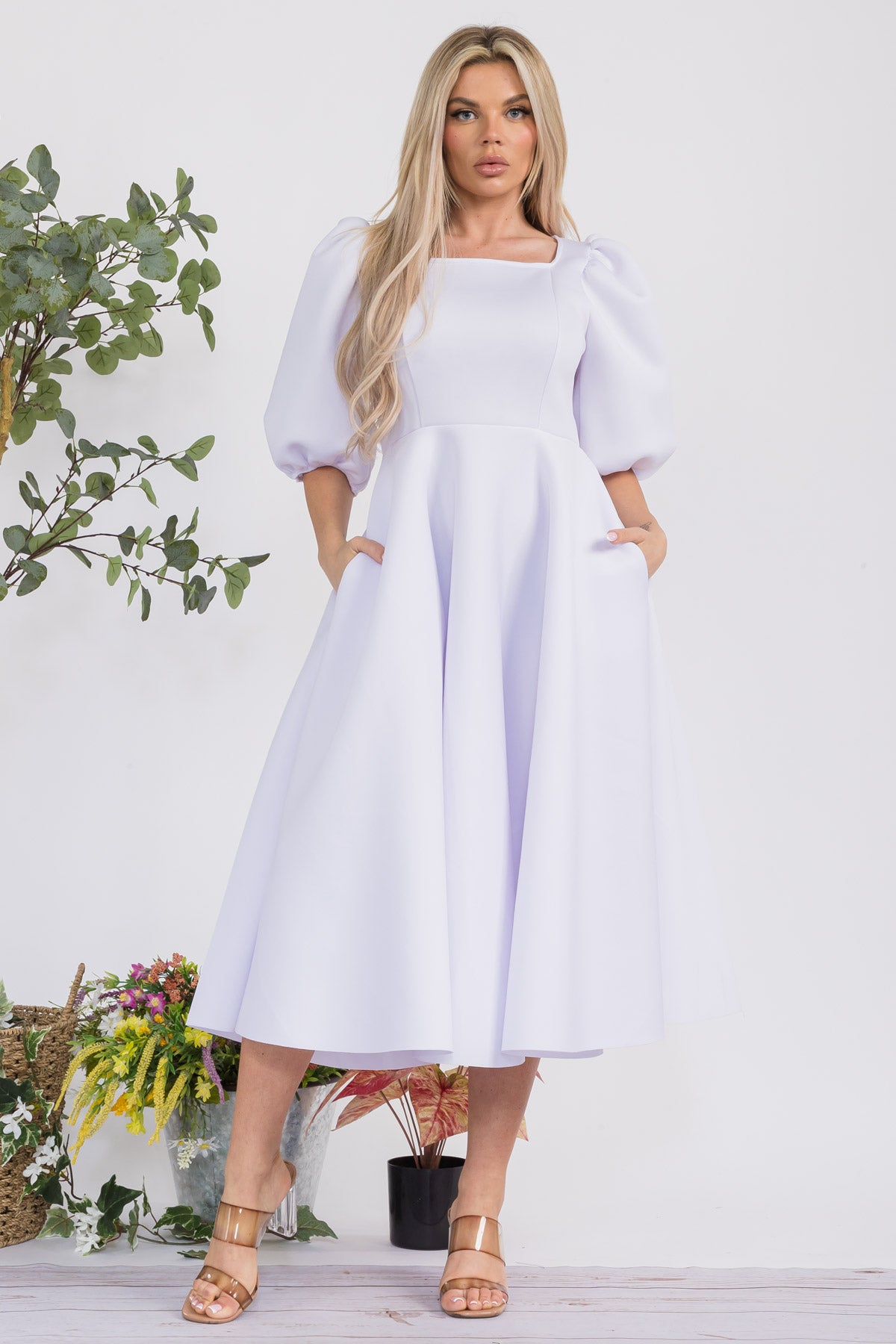 HH727X-S - PUFF SLEEVE DRESS