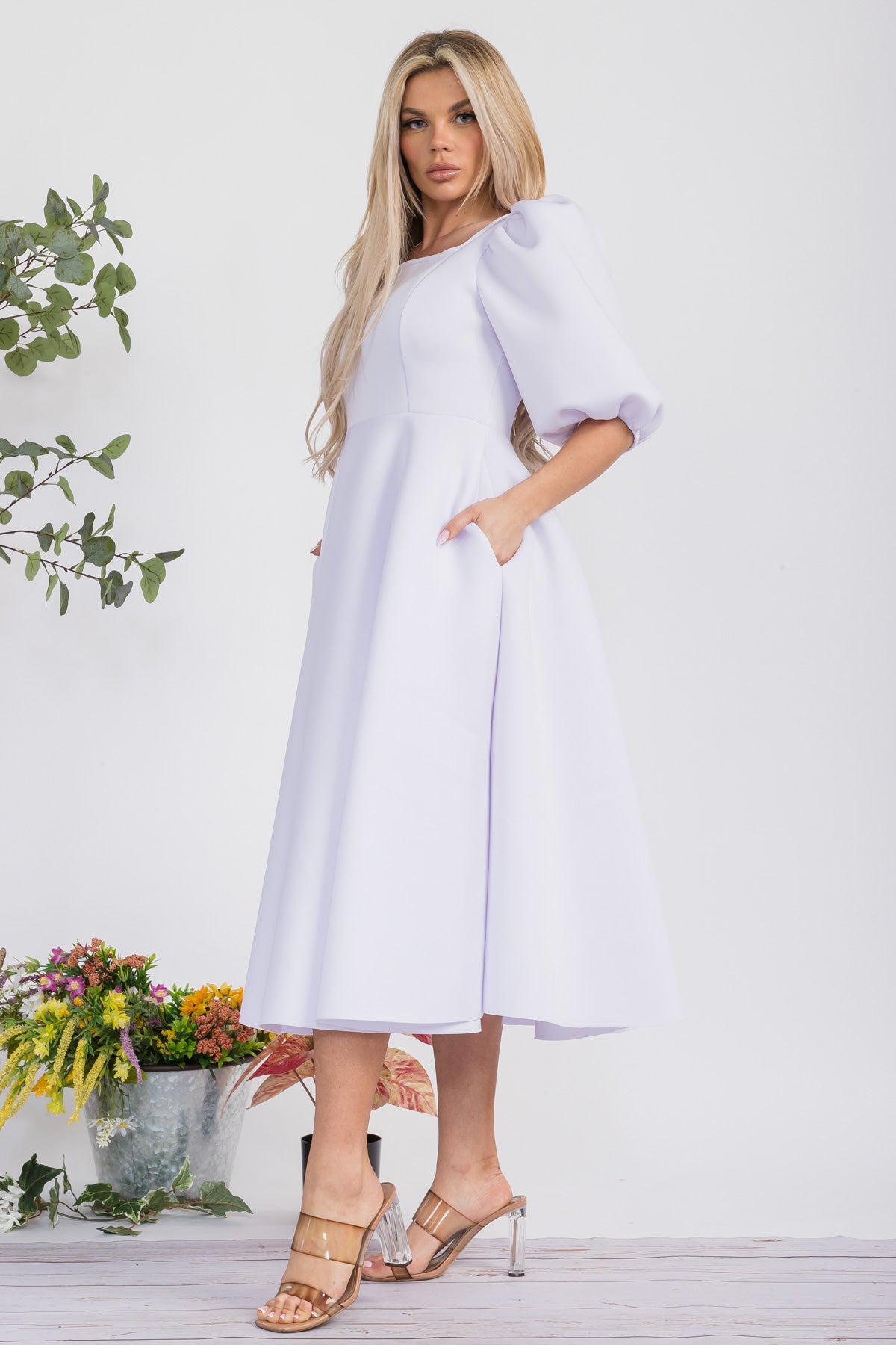 HH727X-S - PUFF SLEEVE DRESS