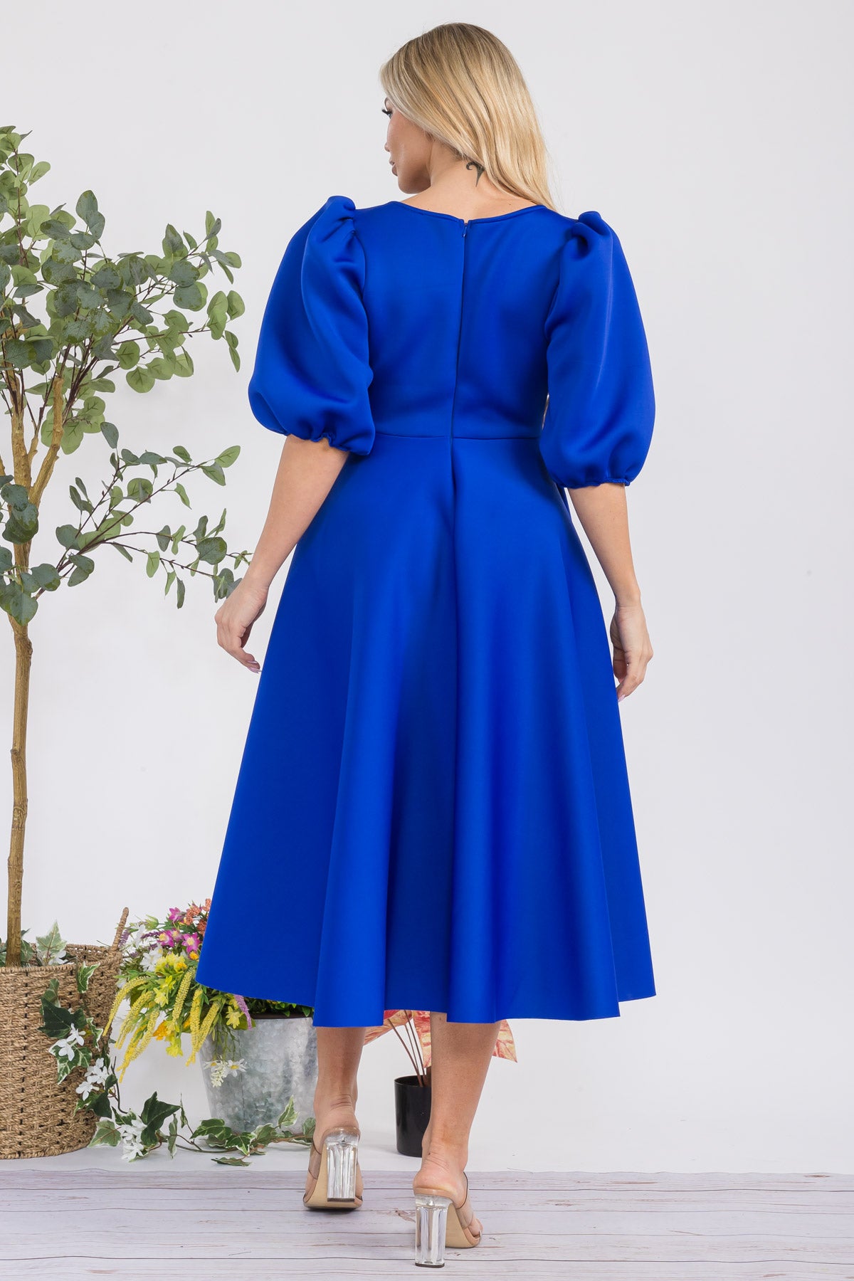 HH727X-S - PUFF SLEEVE DRESS