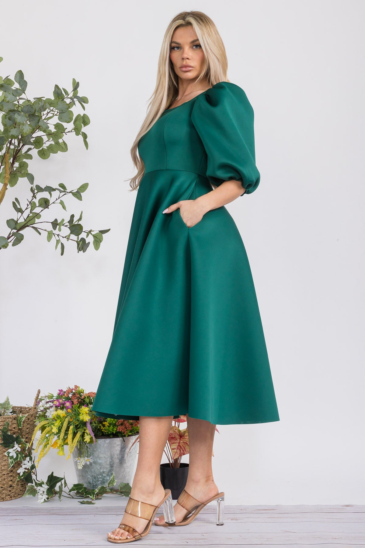 HH727X-S - PUFF SLEEVE DRESS