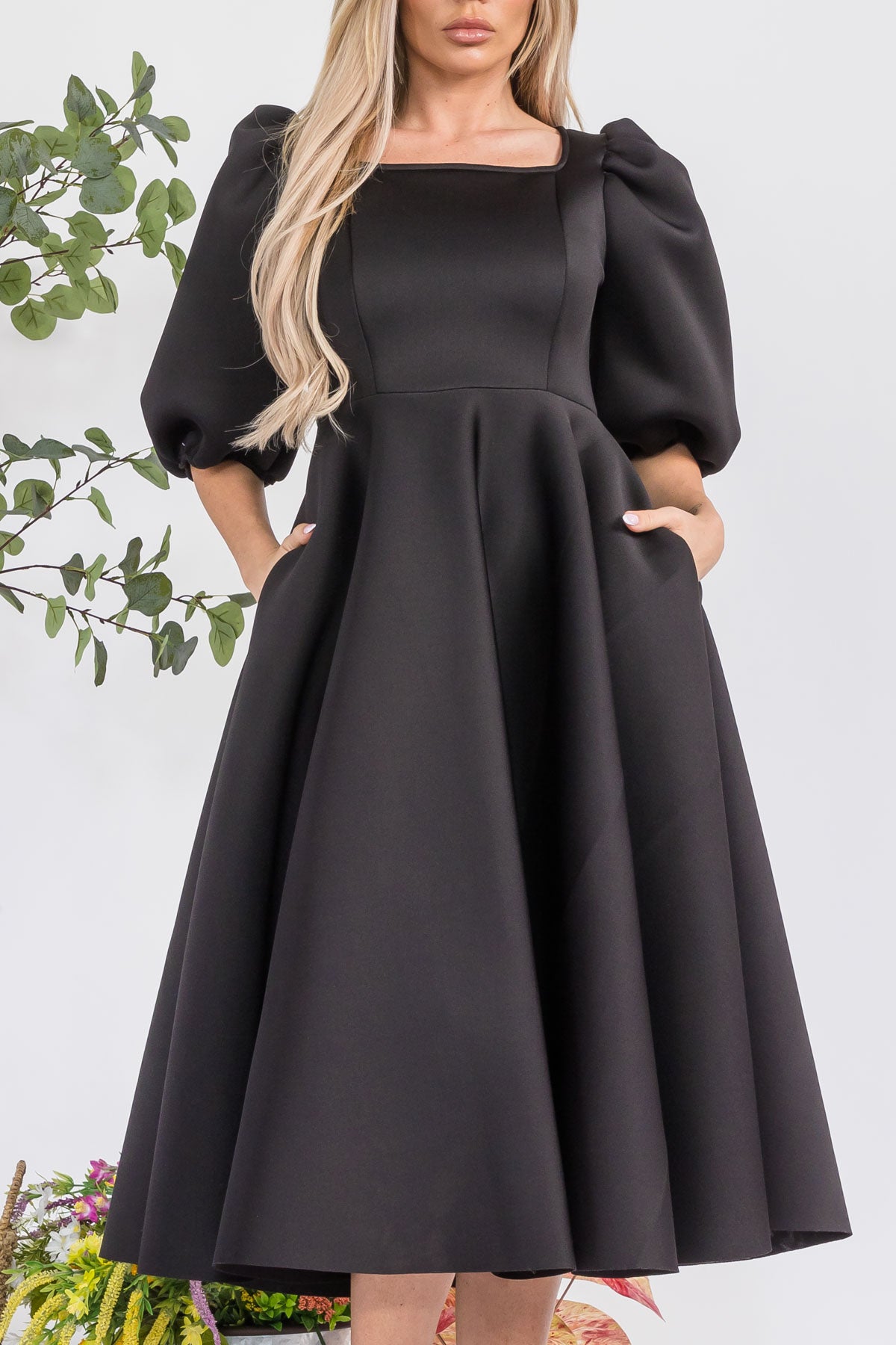 HH727X-S - PUFF SLEEVE DRESS