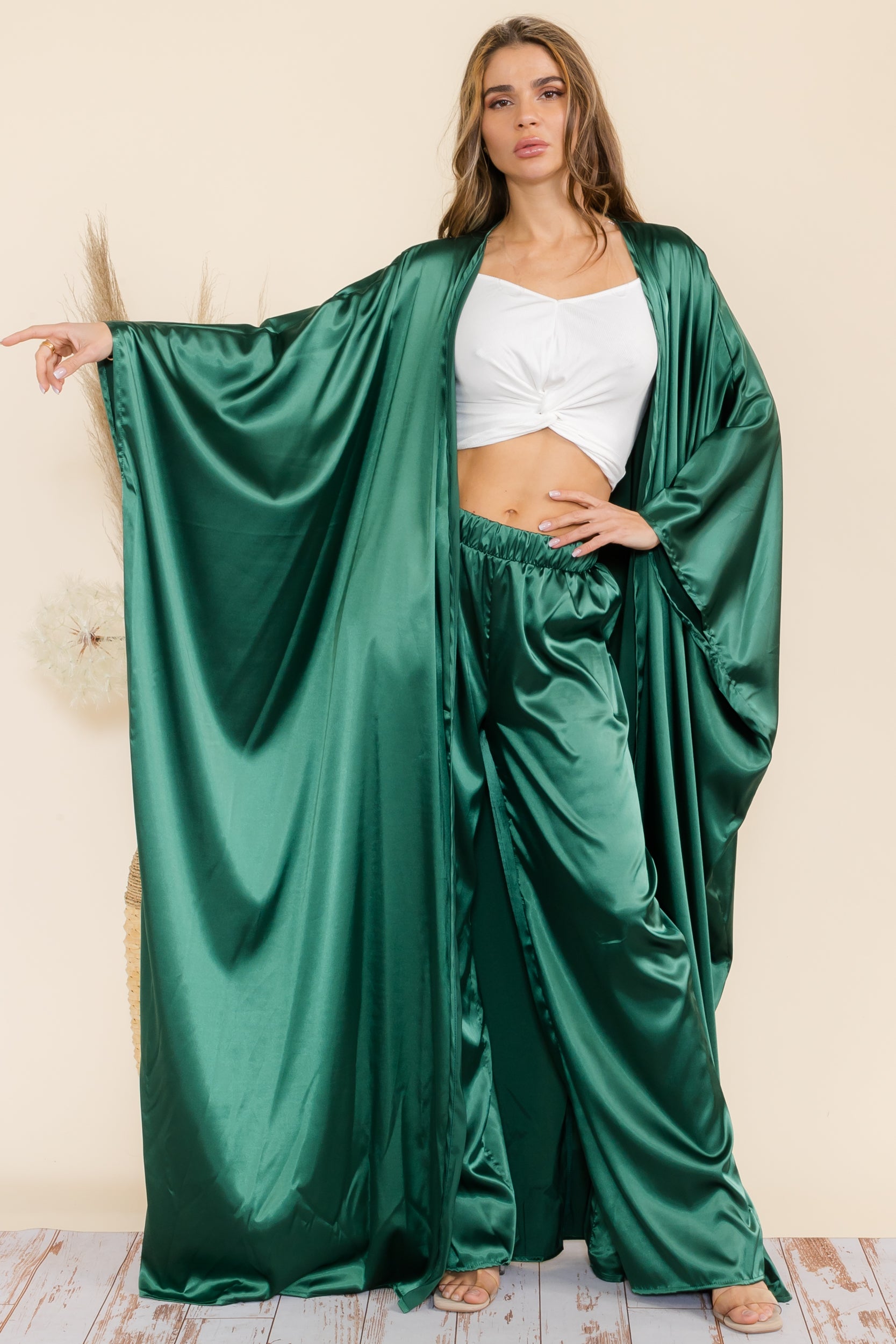 HH707R-S Duster Pants & Robe 2 Piece Set