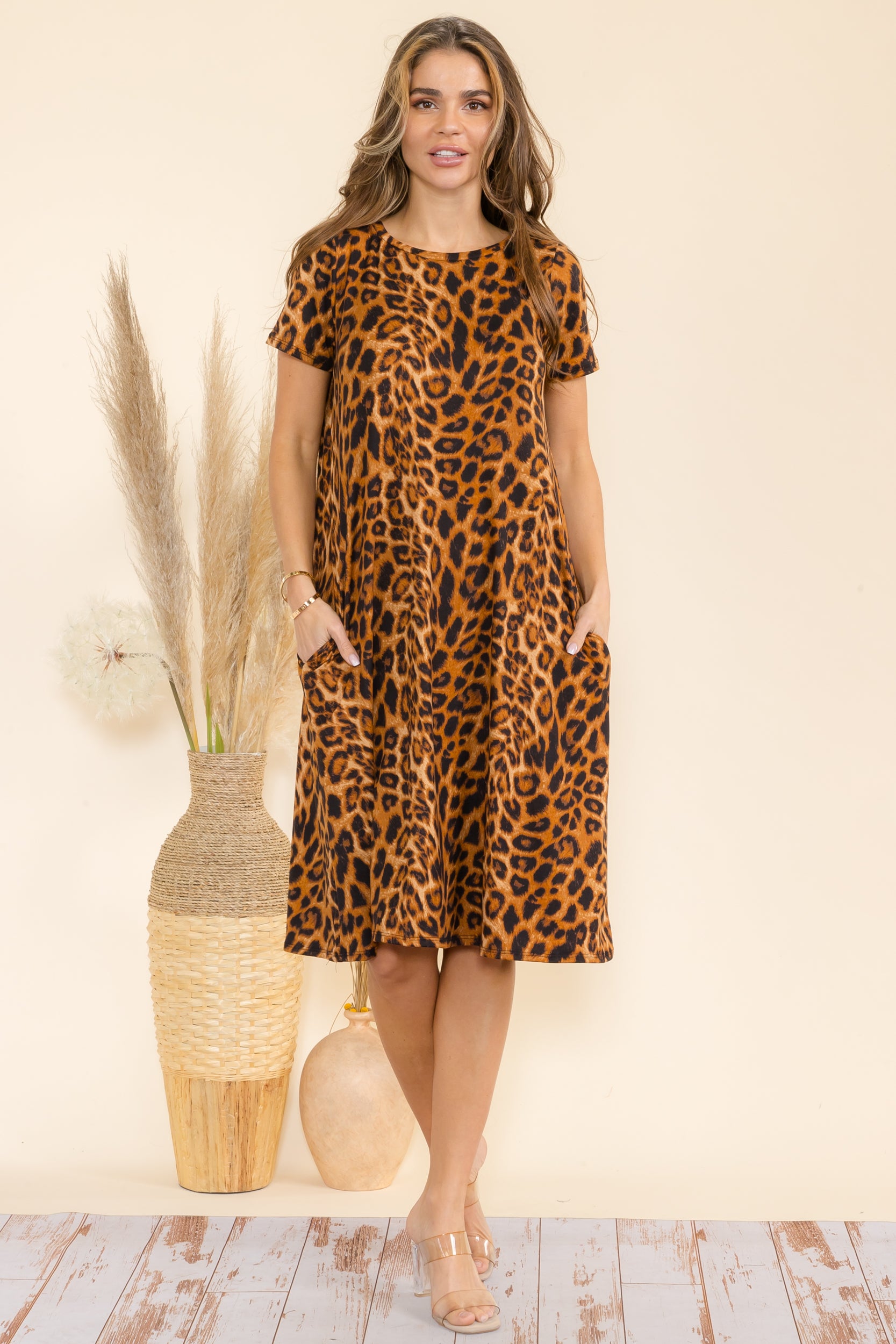 SAN136X-P1 Plus Animal Tunic Dress with Pockets