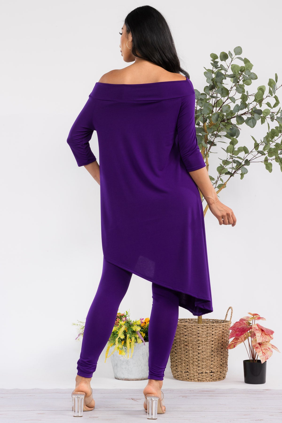 HH690R-S - 2 PC OFF SHOULDER TOP AND LEGGING SET