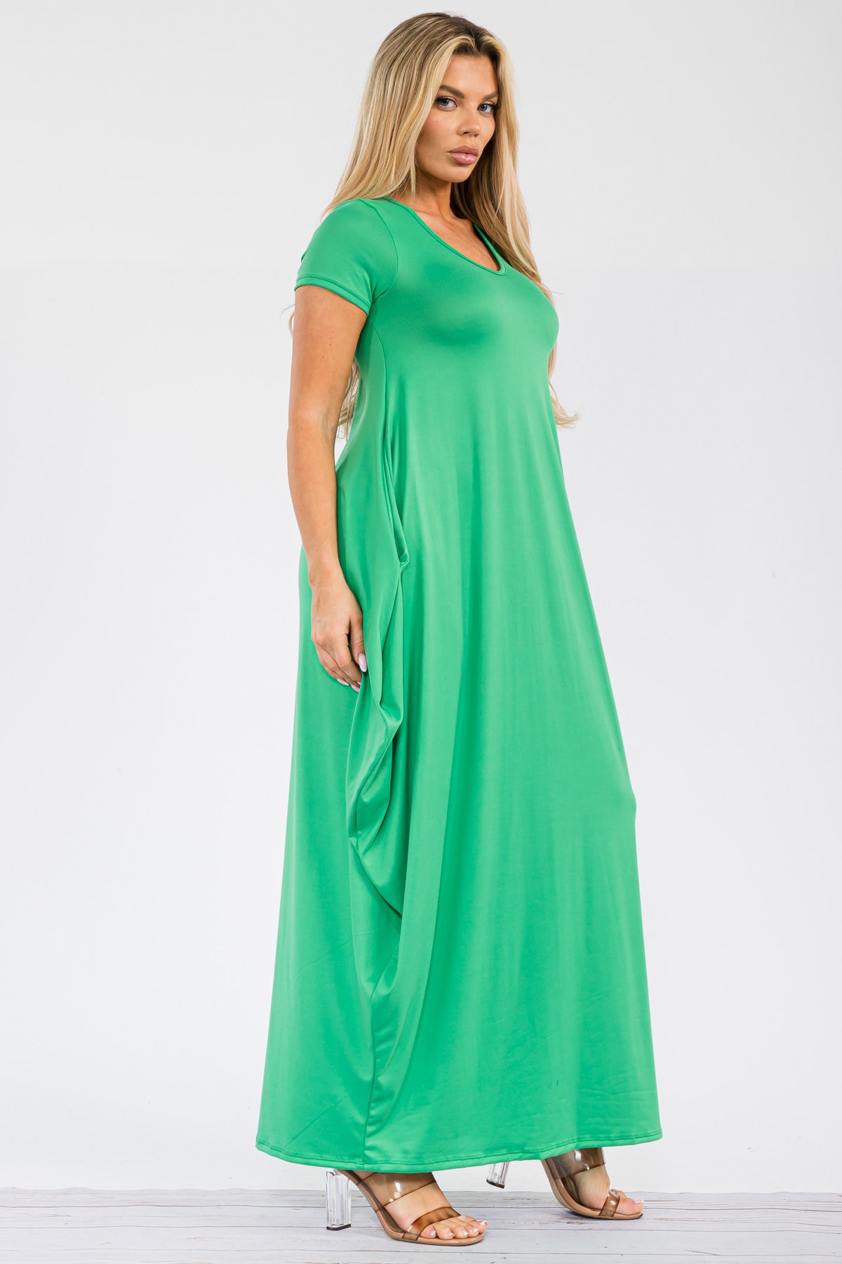 HH645R-S - SHORT SLEEVE MAXI DRESS