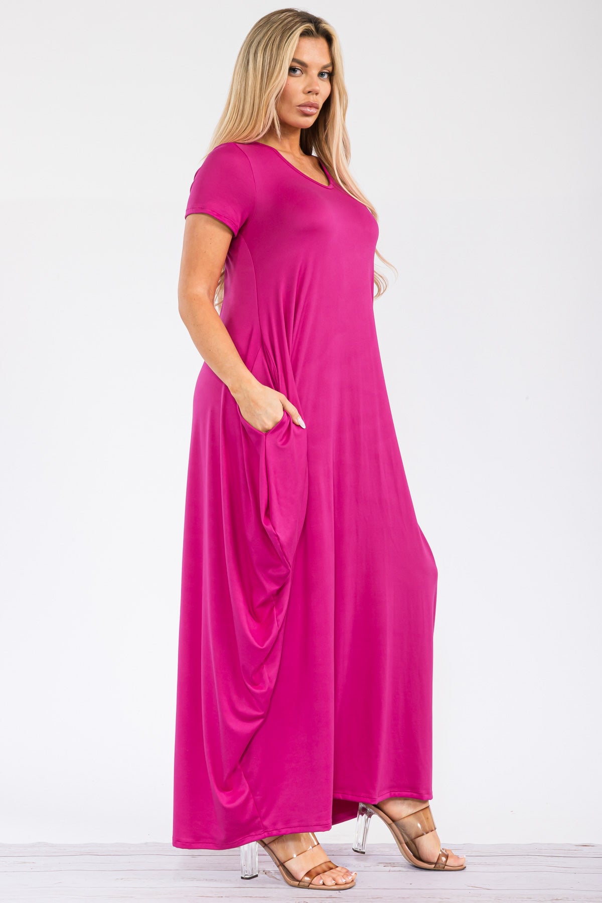 HH645X-S - SHORT SLEEVE MAXI DRESS